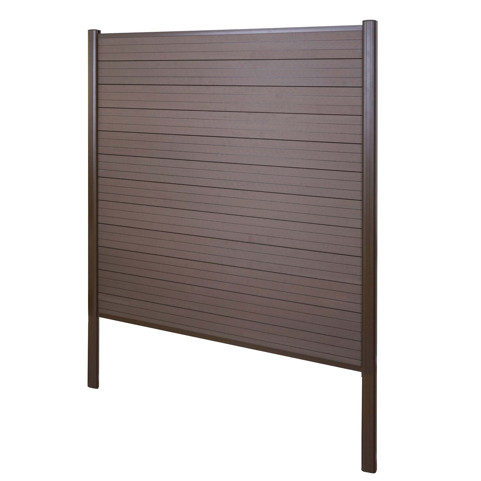 WPC-Sichtschutz Savoie, Windschutz Zaun, Alu-Pfosten zum Einbetonieren ~ Basiselement, 190cm braun