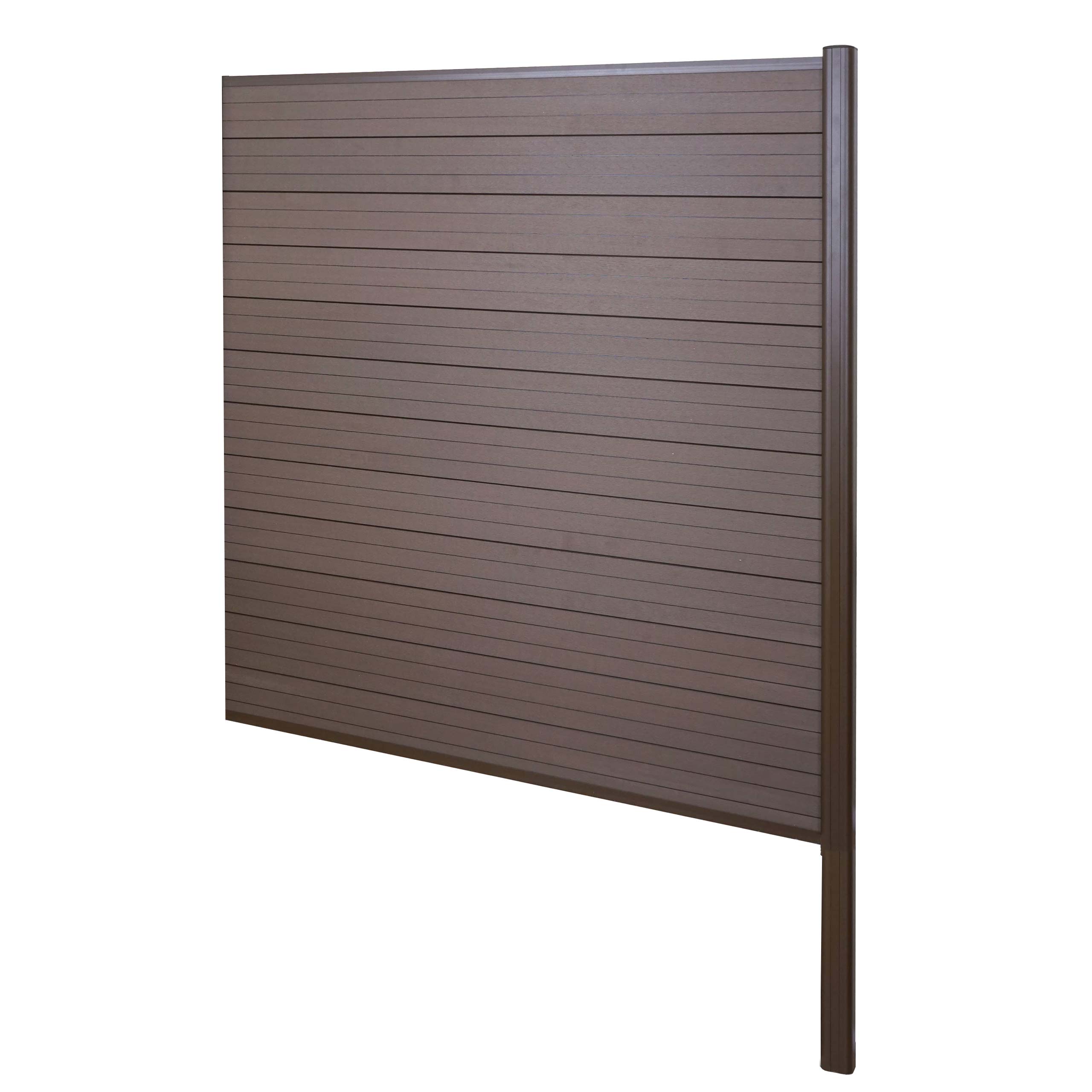 WPC-Sichtschutz Savoie, Windschutz Zaun, Alu-Pfosten zum Einbetonieren ~ Erweiterungselement, 185cm braun 