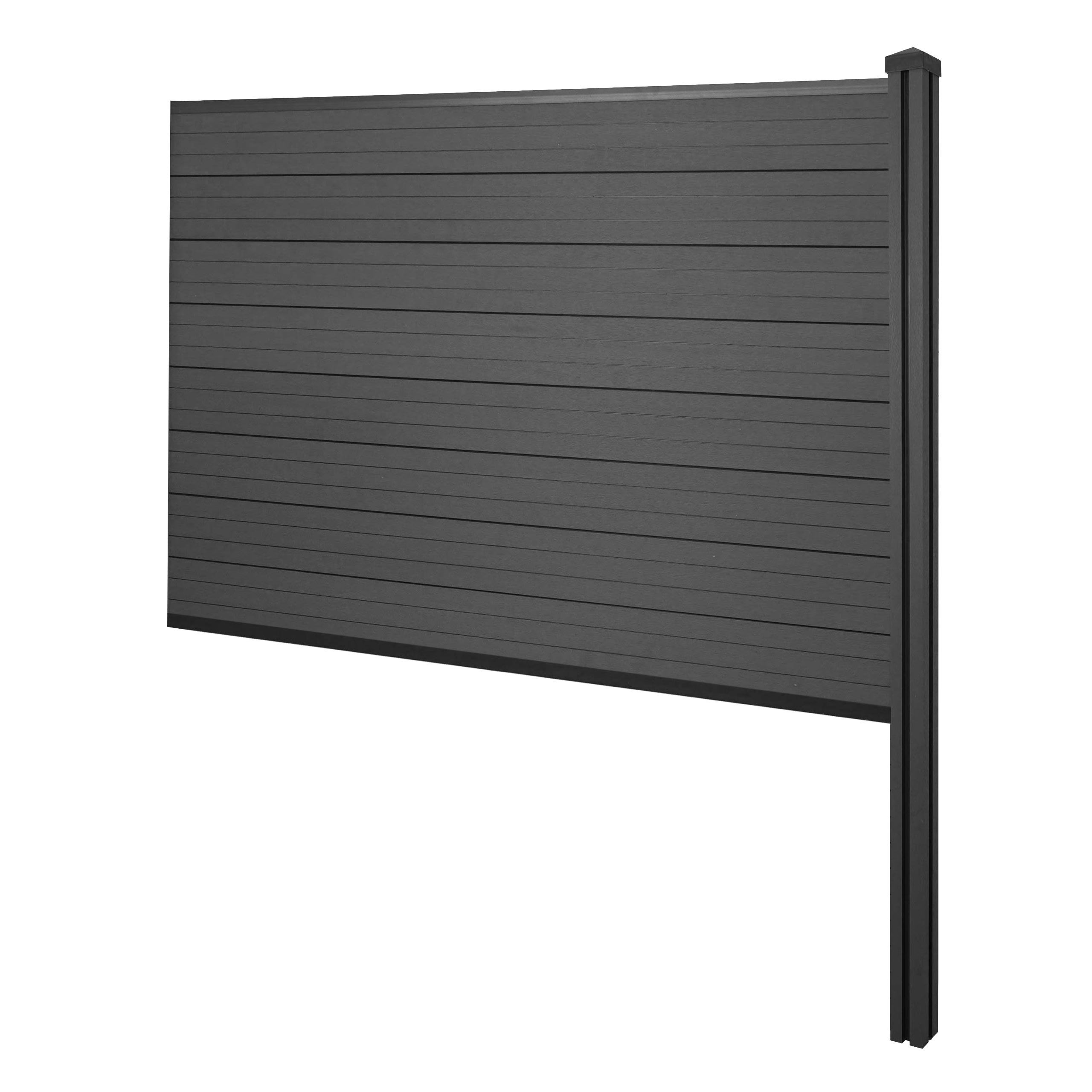 WPC-Sichtschutz Savoie, Zaun Windschutz, WPC-Pfosten zum Einbetonieren ~ Erweiterungselement, 188cm anthrazit 