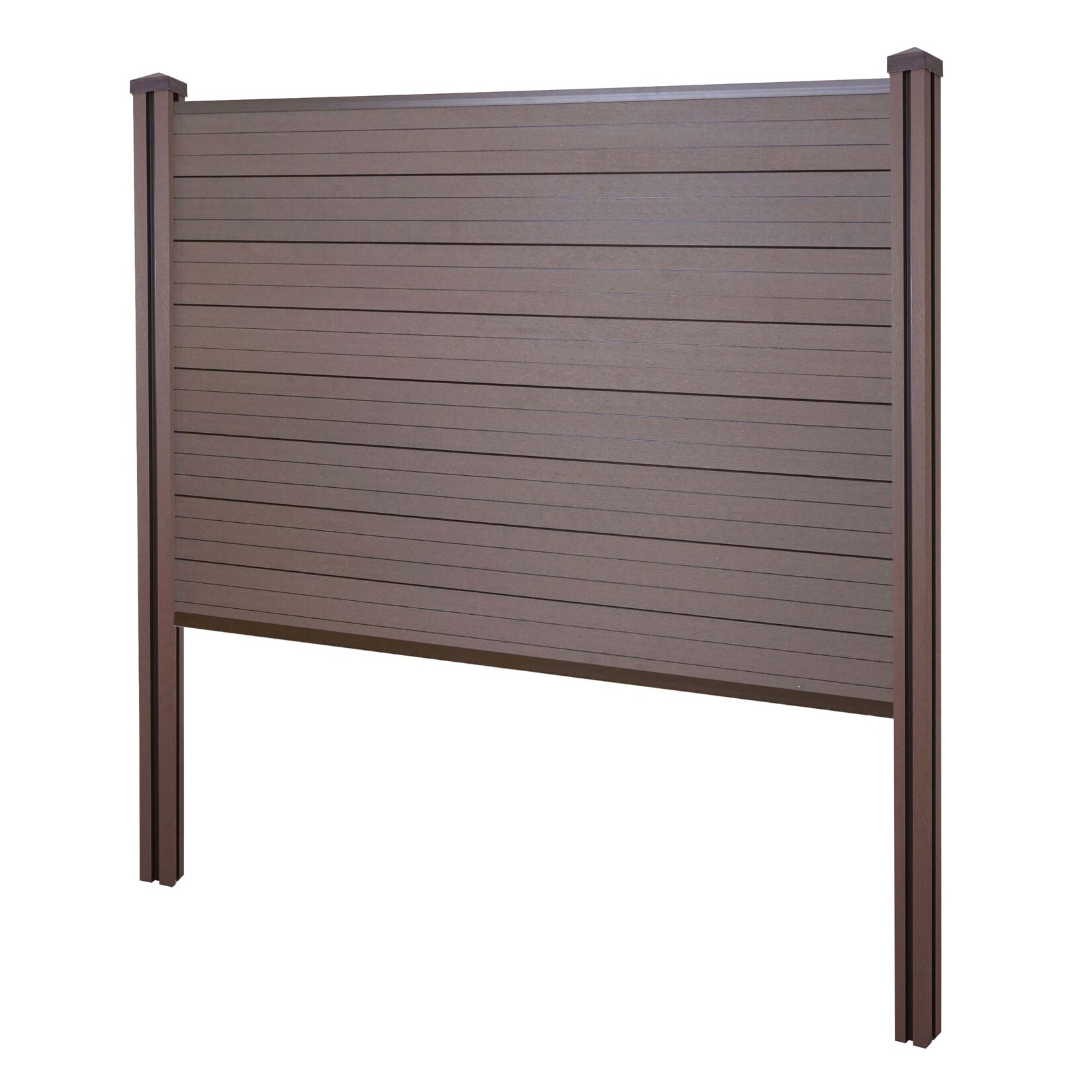 WPC-Sichtschutz Savoie, Zaun Windschutz, WPC-Pfosten zum Einbetonieren ~ Basiselement, 195cm braun