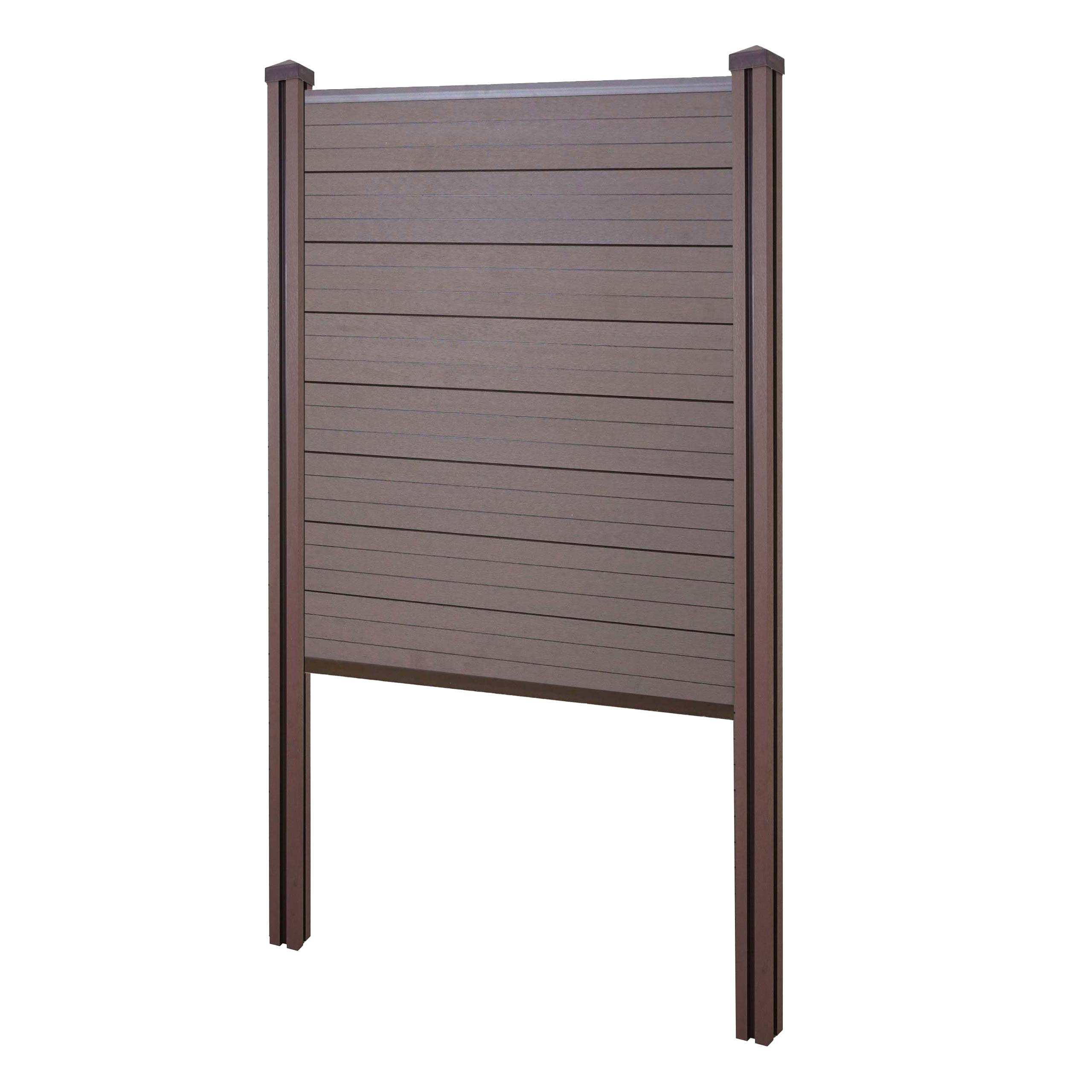 WPC-Sichtschutz Savoie, Zaun Windschutz, WPC-Pfosten zum Einbetonieren ~ Basiselement schmal, 105cm braun 