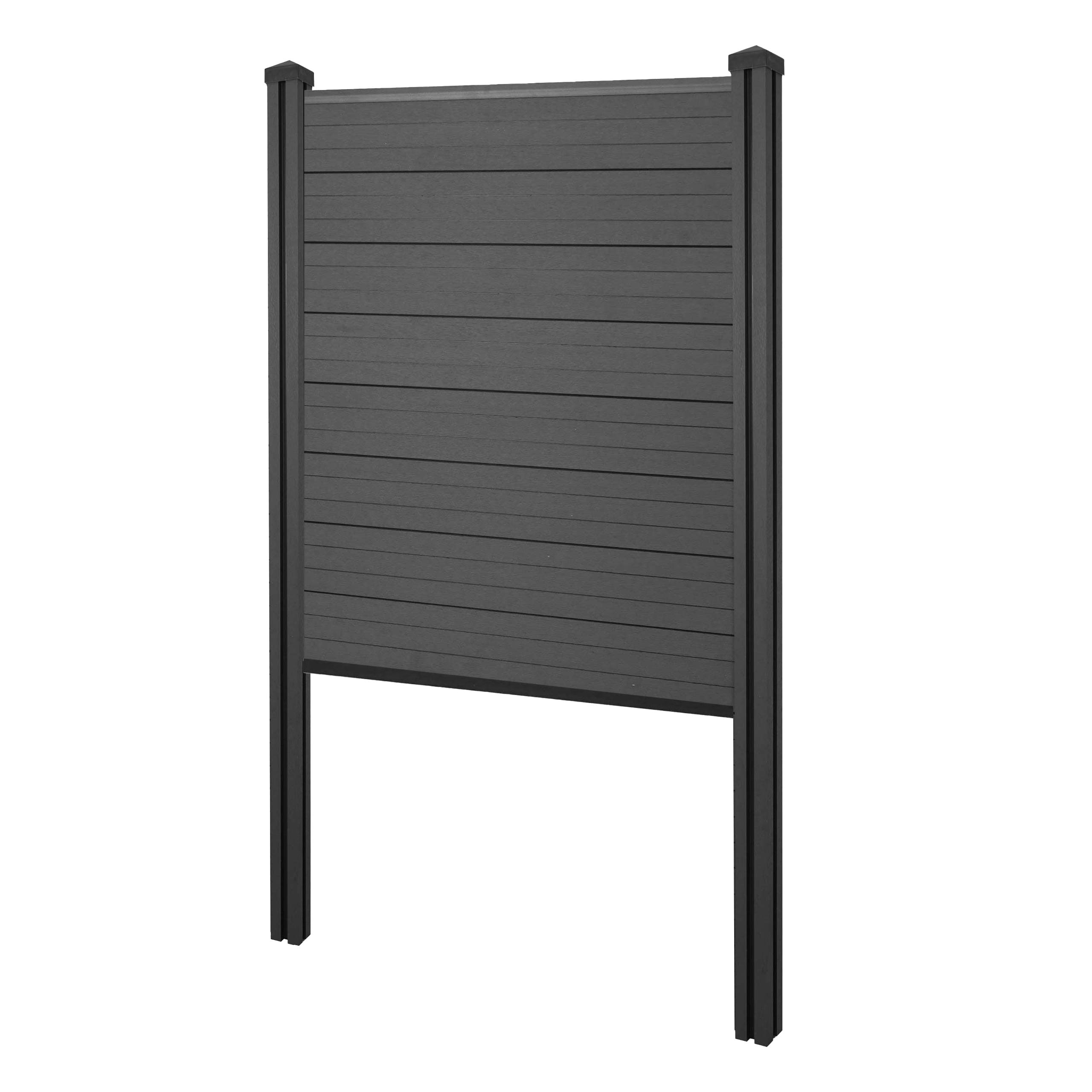 WPC-Sichtschutz Savoie, Zaun Windschutz, WPC-Pfosten zum Einbetonieren ~ Basiselement schmal, 105cm anthrazit 