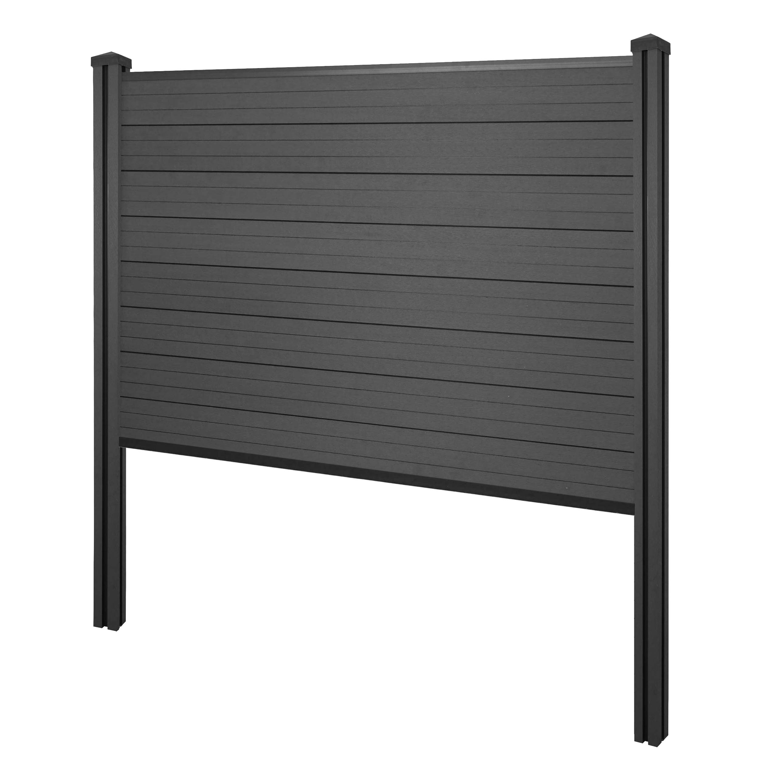 WPC-Sichtschutz Savoie, Zaun Windschutz, WPC-Pfosten zum Einbetonieren ~ Basiselement, 195cm anthrazit 