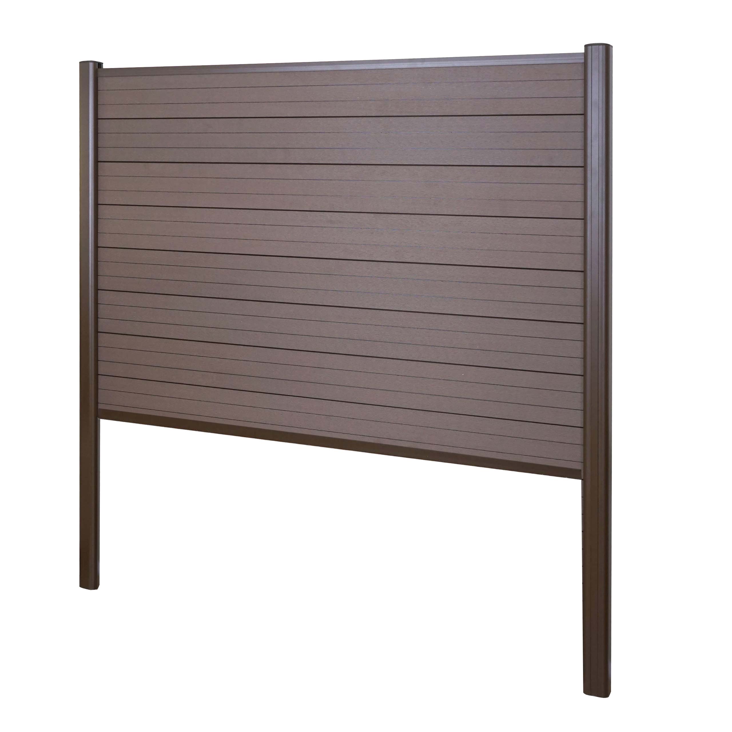 WPC-Sichtschutz Savoie, Zaun Windschutz, Alu-Pfosten zum Einbetonieren ~ Basiselement, 190cm braun 