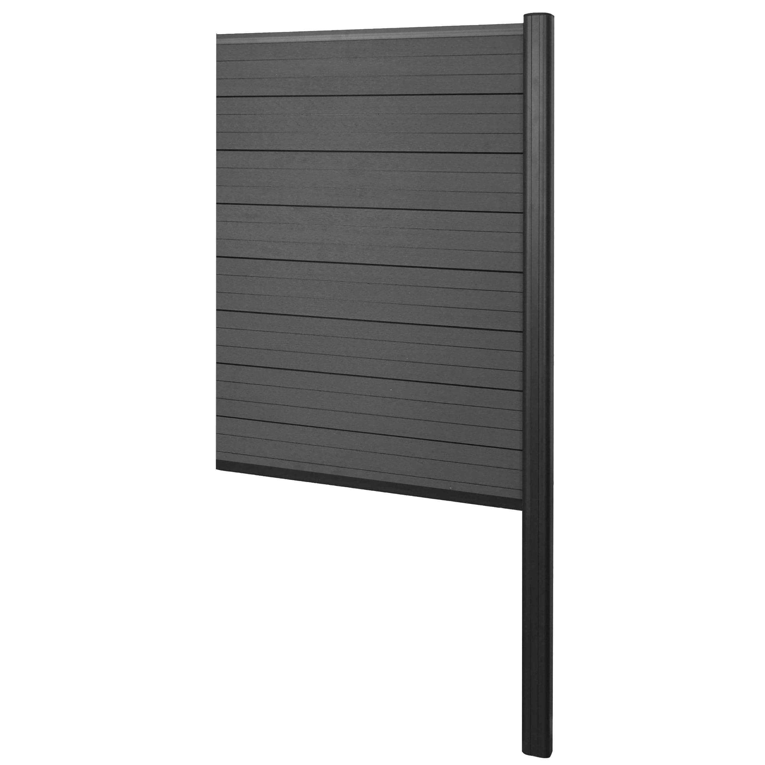WPC-Sichtschutz Savoie, Zaun Windschutz, Alu-Pfosten zum Einbetonieren ~ Erweiterungselement schmal, 95cm anthrazit 