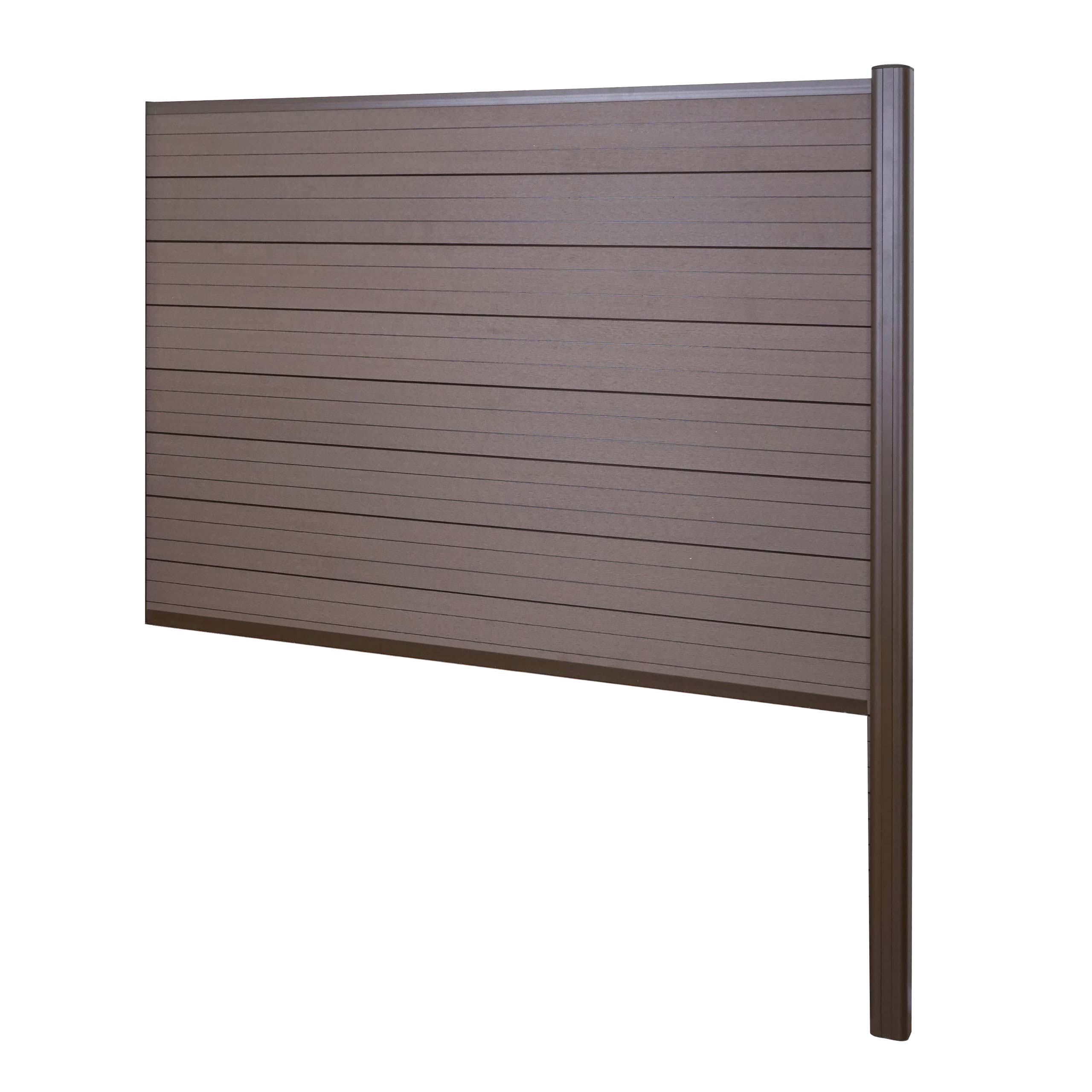 WPC-Sichtschutz Savoie, Zaun Windschutz, Alu-Pfosten zum Einbetonieren ~ Erweiterungselement, 185cm braun 