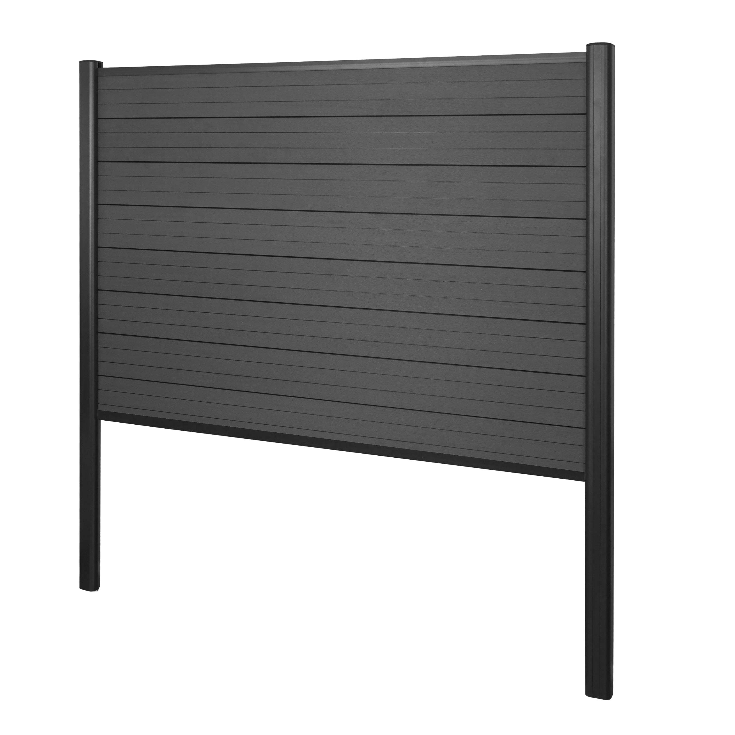 WPC-Sichtschutz Savoie, Zaun Windschutz, Alu-Pfosten zum Einbetonieren ~ Basiselement, 190cm anthrazit 