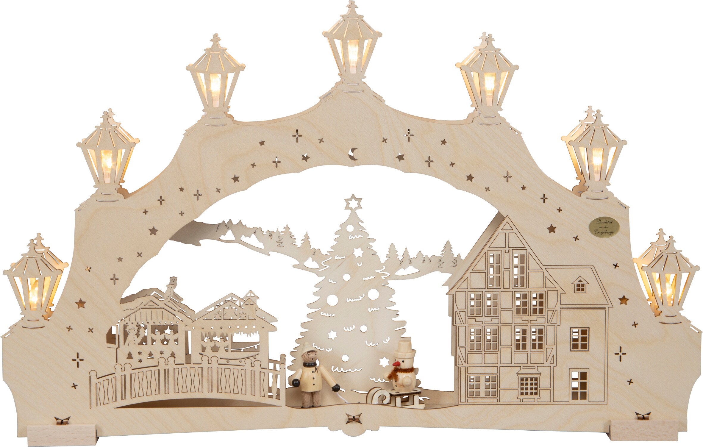 Saico 3D-Lichterbogen, 7-flammige LED Beleuchtung, "Weihnachtsbaum" mit Figur und Timerfunktion am Trafo, versch. Varianten 