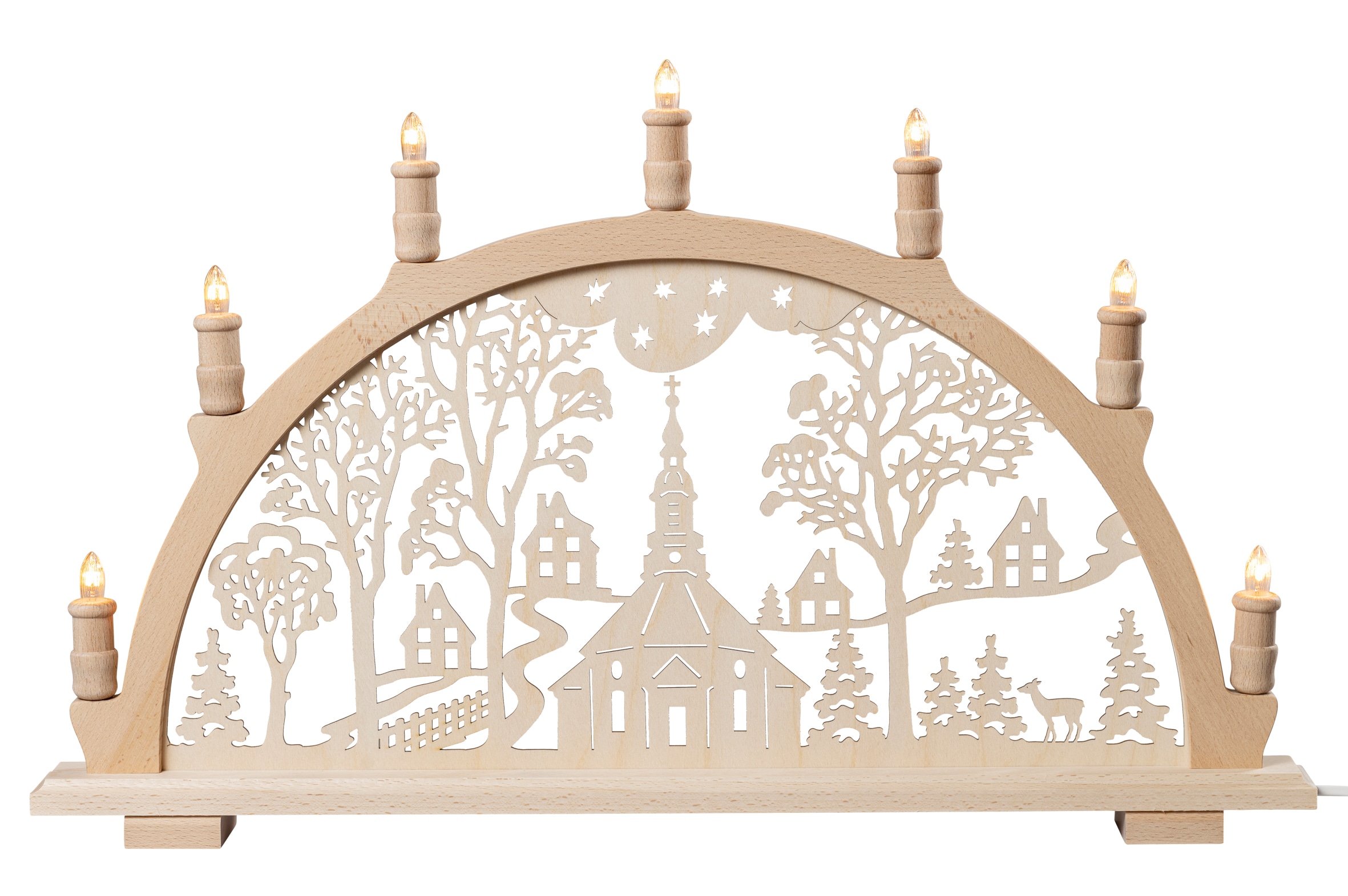 Saico Lichterbogen, 7-flammig elektrisch beleuchtet, "Seiffener Kirche", versch. Varianten 