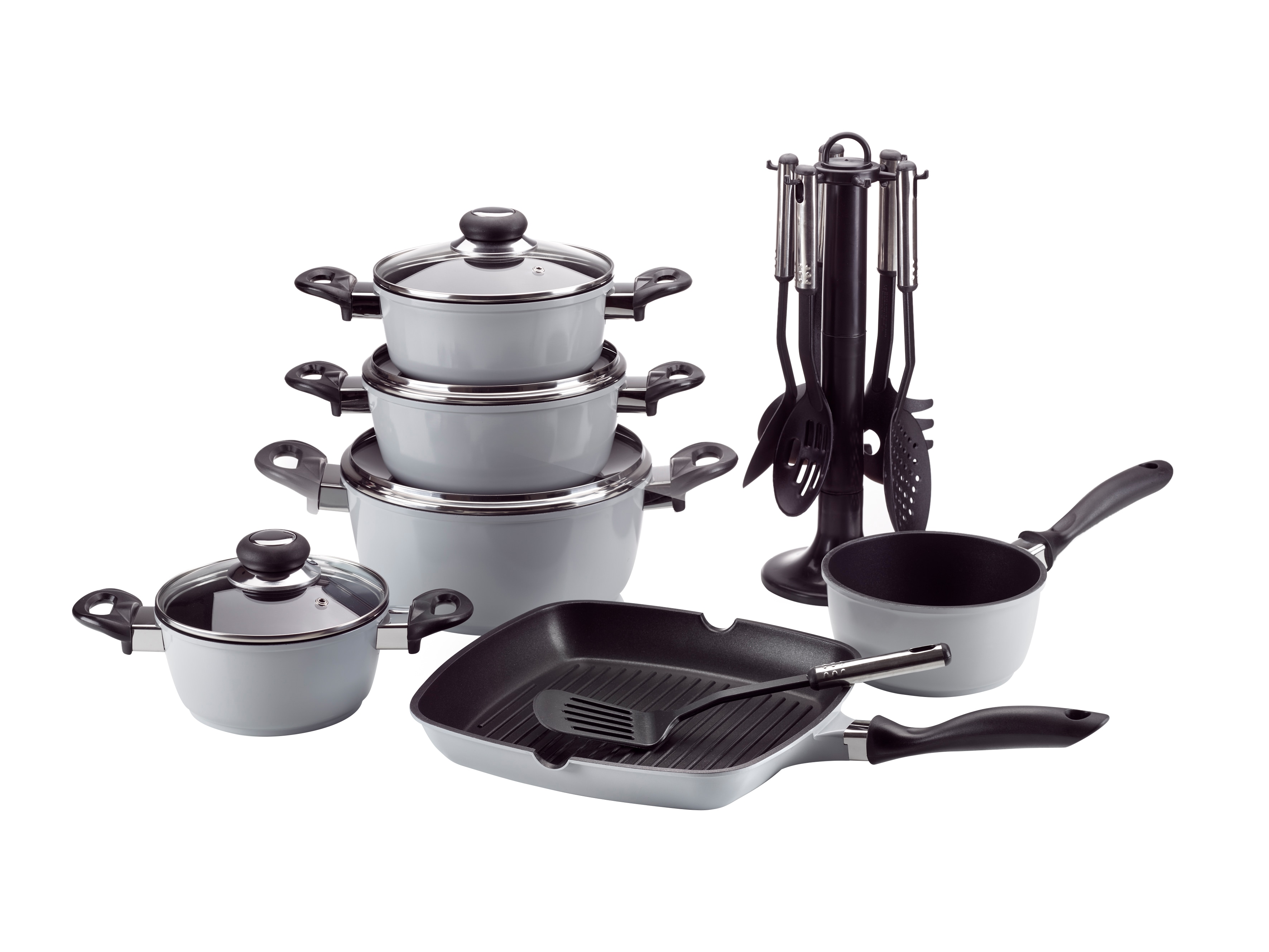 Aluguss- Set 17 tlg. grau, versch. Farben 