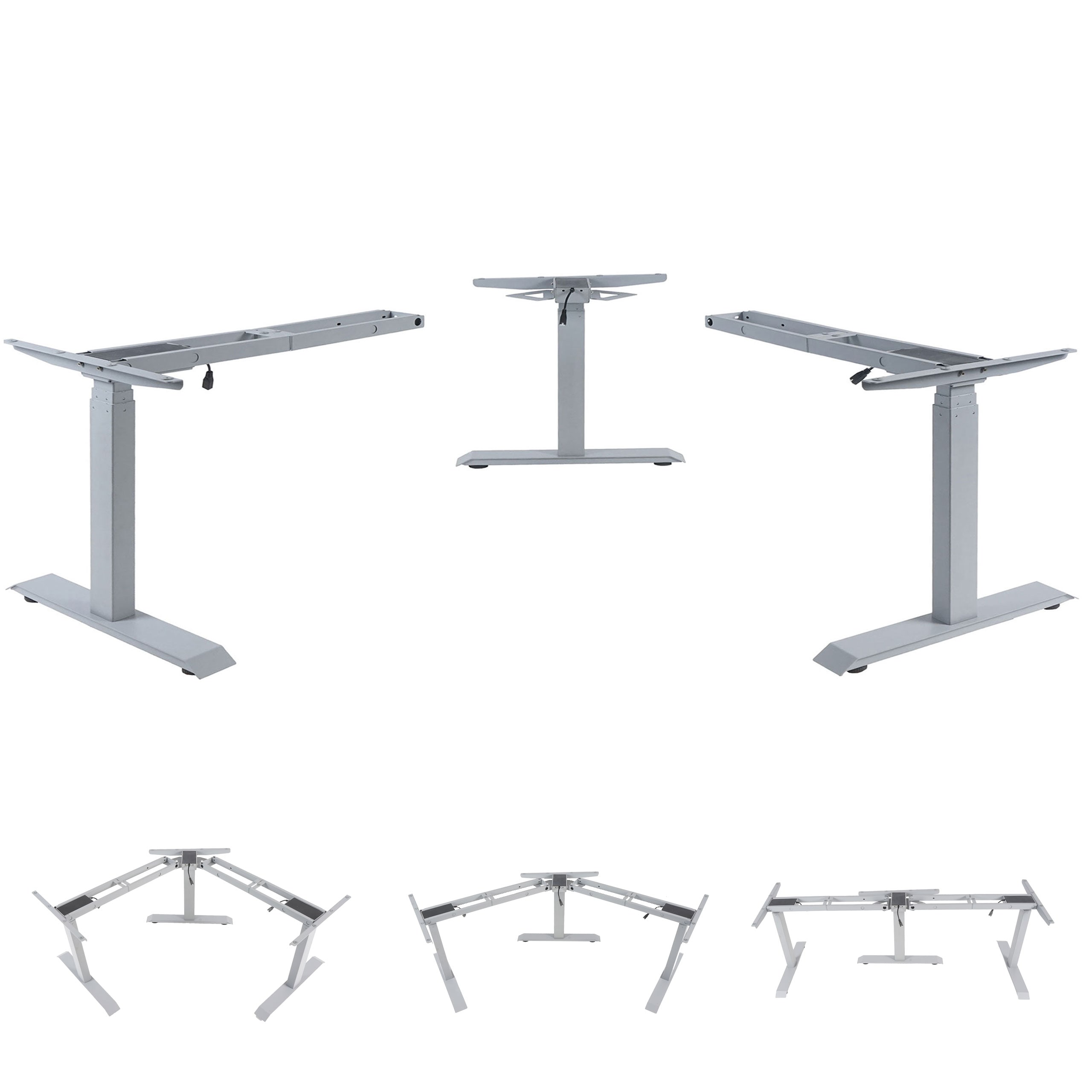 3in1 Gestell MCW-D40, variables Tischgestell, elektrisch h&ouml;henverstellbar Memory 47kg ~ grau 