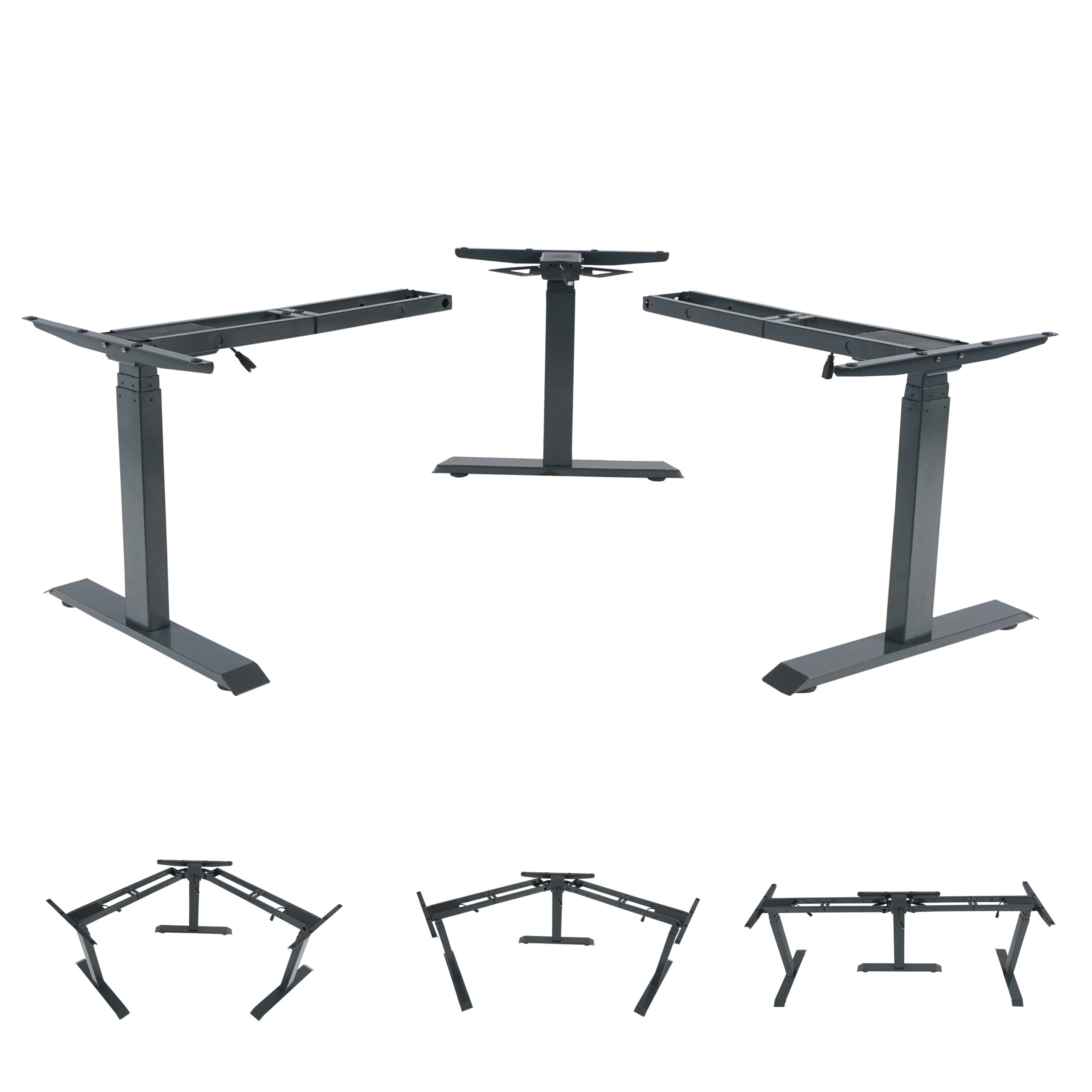 3in1 Gestell MCW-D40, variables Tischgestell, elektrisch h&ouml;henverstellbar Memory 47kg ~ anthrazit-grau 