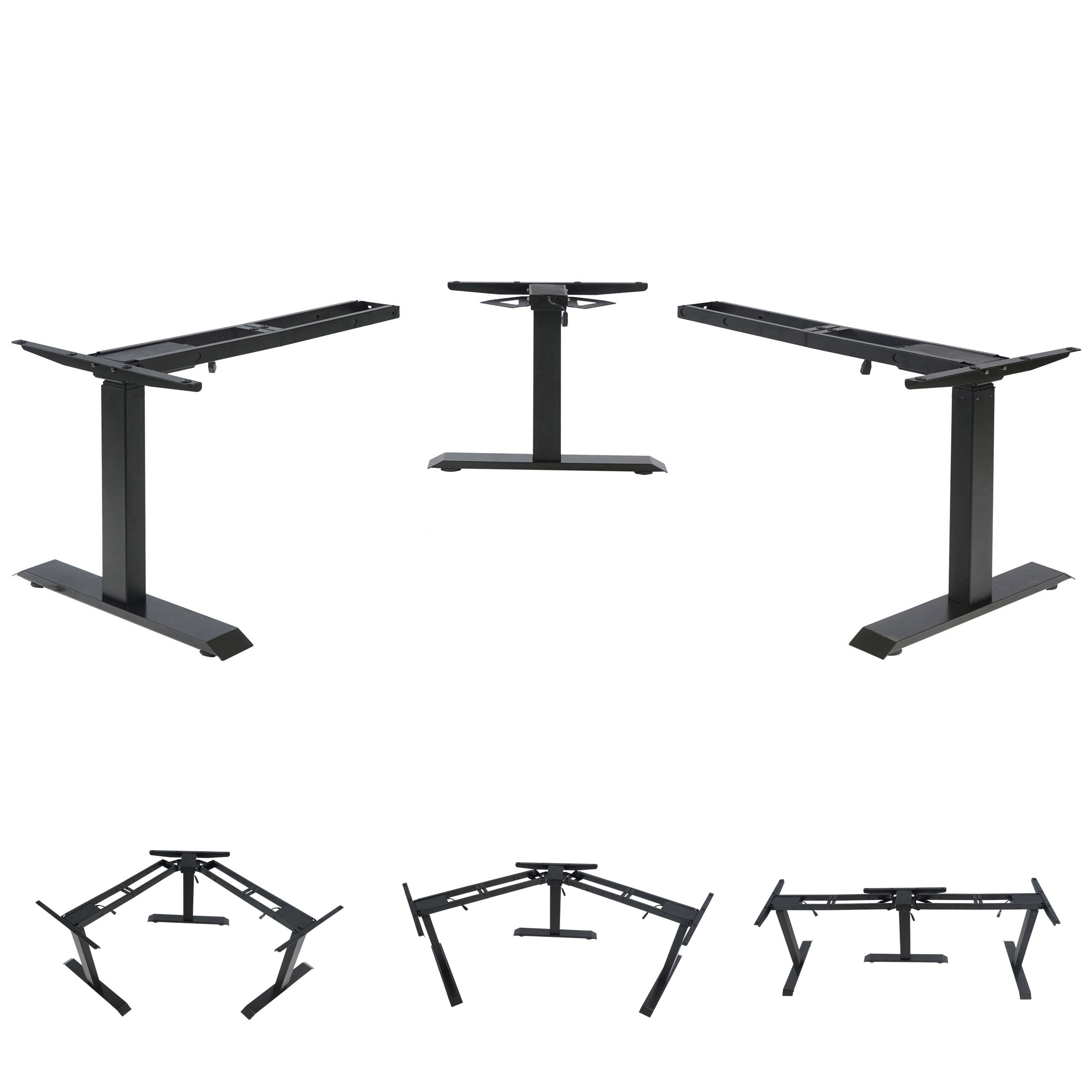 3in1 Gestell MCW-D40, variables Tischgestell, elektrisch h&ouml;henverstellbar Memory 47kg ~ schwarz 