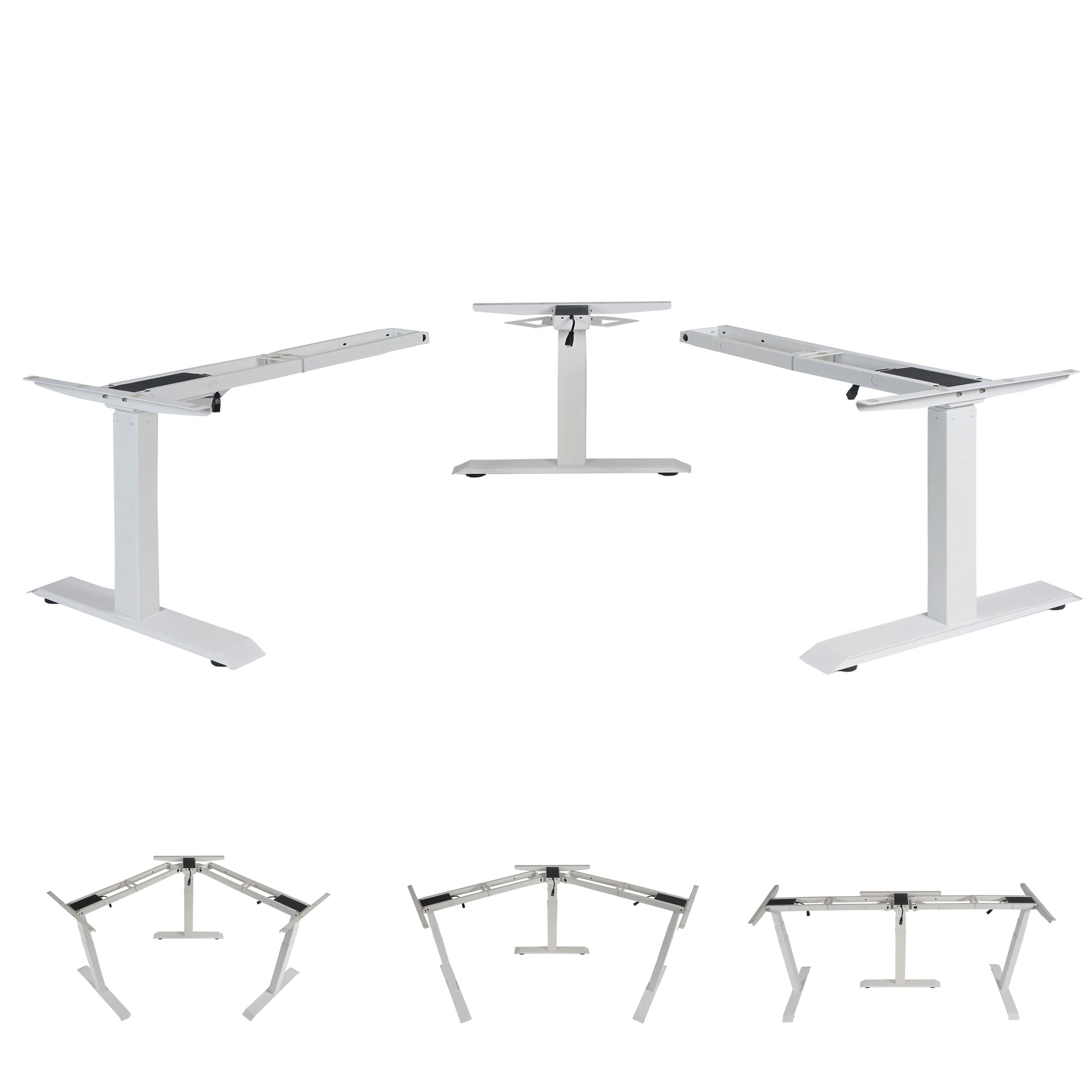 3in1 Gestell MCW-D40, variables Tischgestell, elektrisch h&ouml;henverstellbar Memory 47kg ~ wei&szlig; 