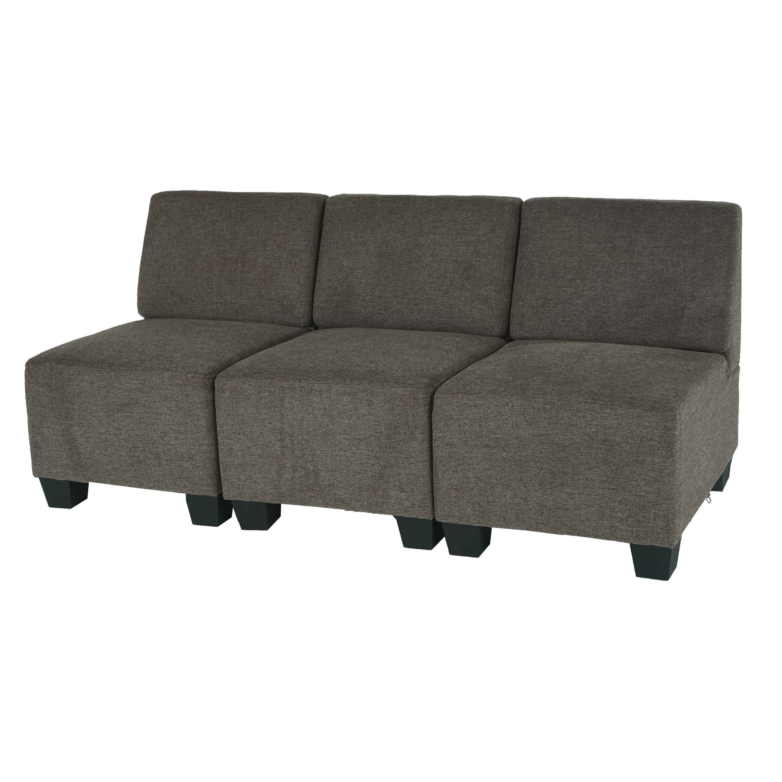 Modular 3-Sitzer Sofa Couch Moncalieri, Stoff/Textil ~ braun, ohne Armlehnen 