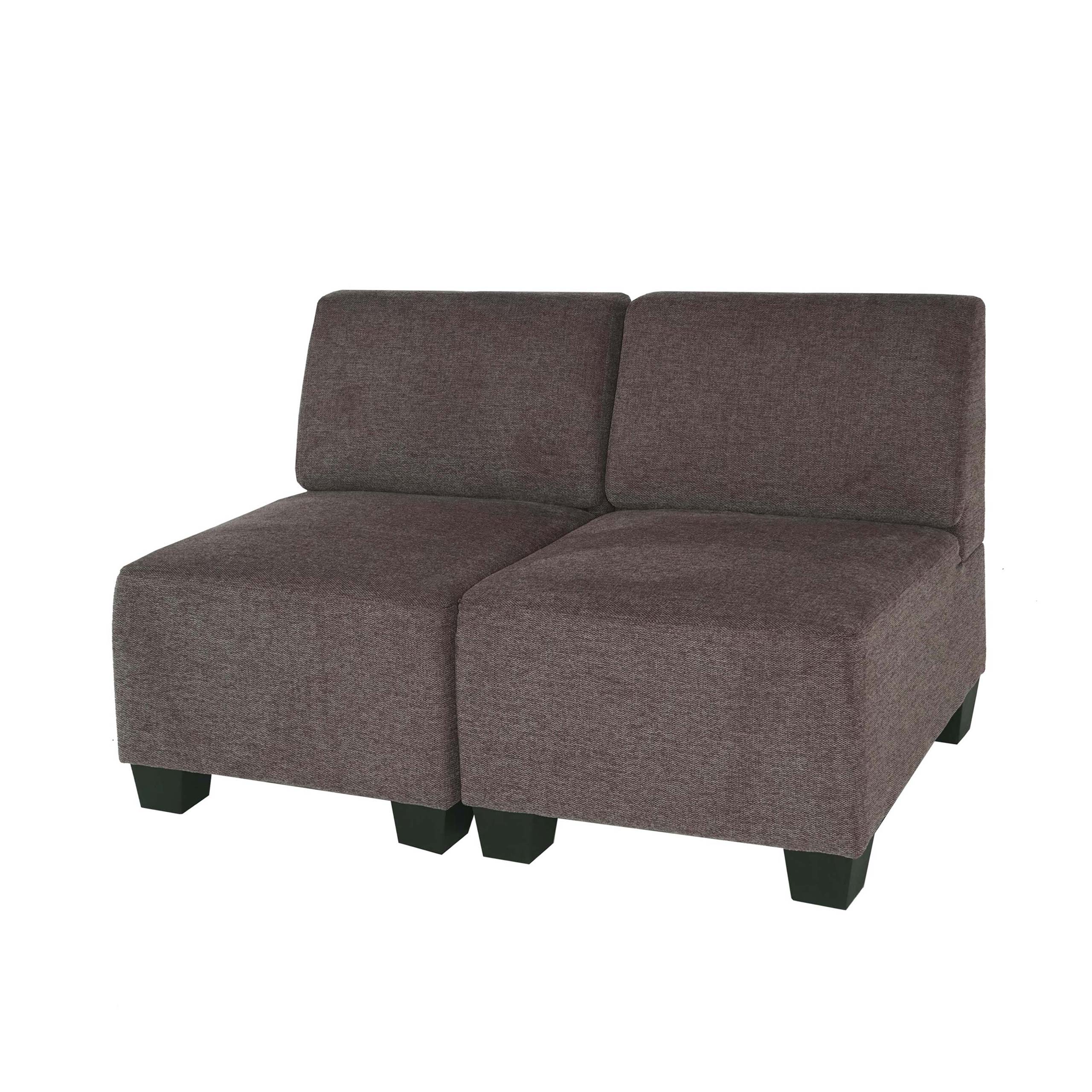 Modular 2-Sitzer Sofa Couch Moncalieri, Stoff/Textil ~ braun, ohne Armlehnen 