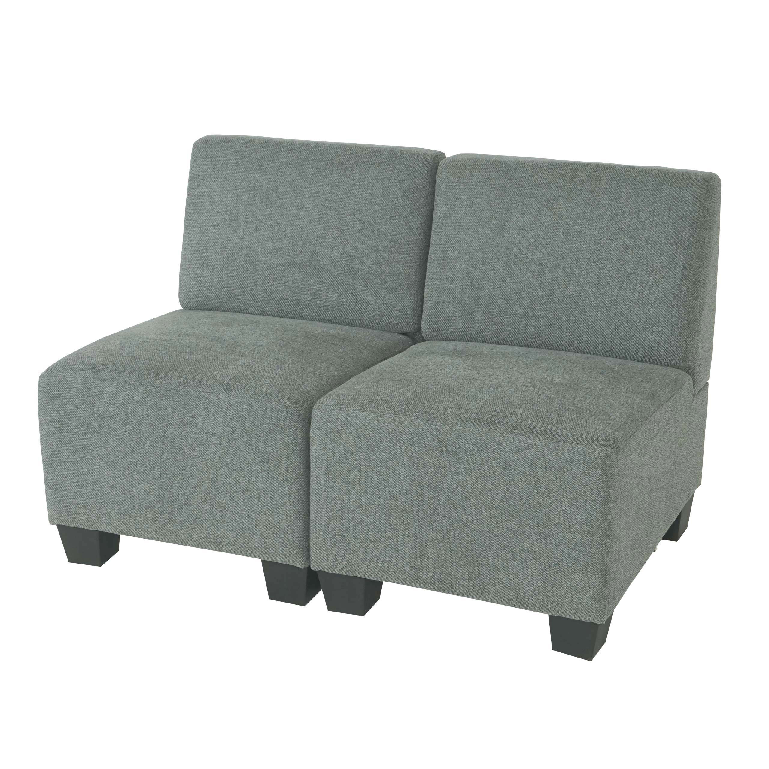 Modular 2-Sitzer Sofa Couch Lyon, Stoff/Textil ~ grau, ohne Armlehnen 