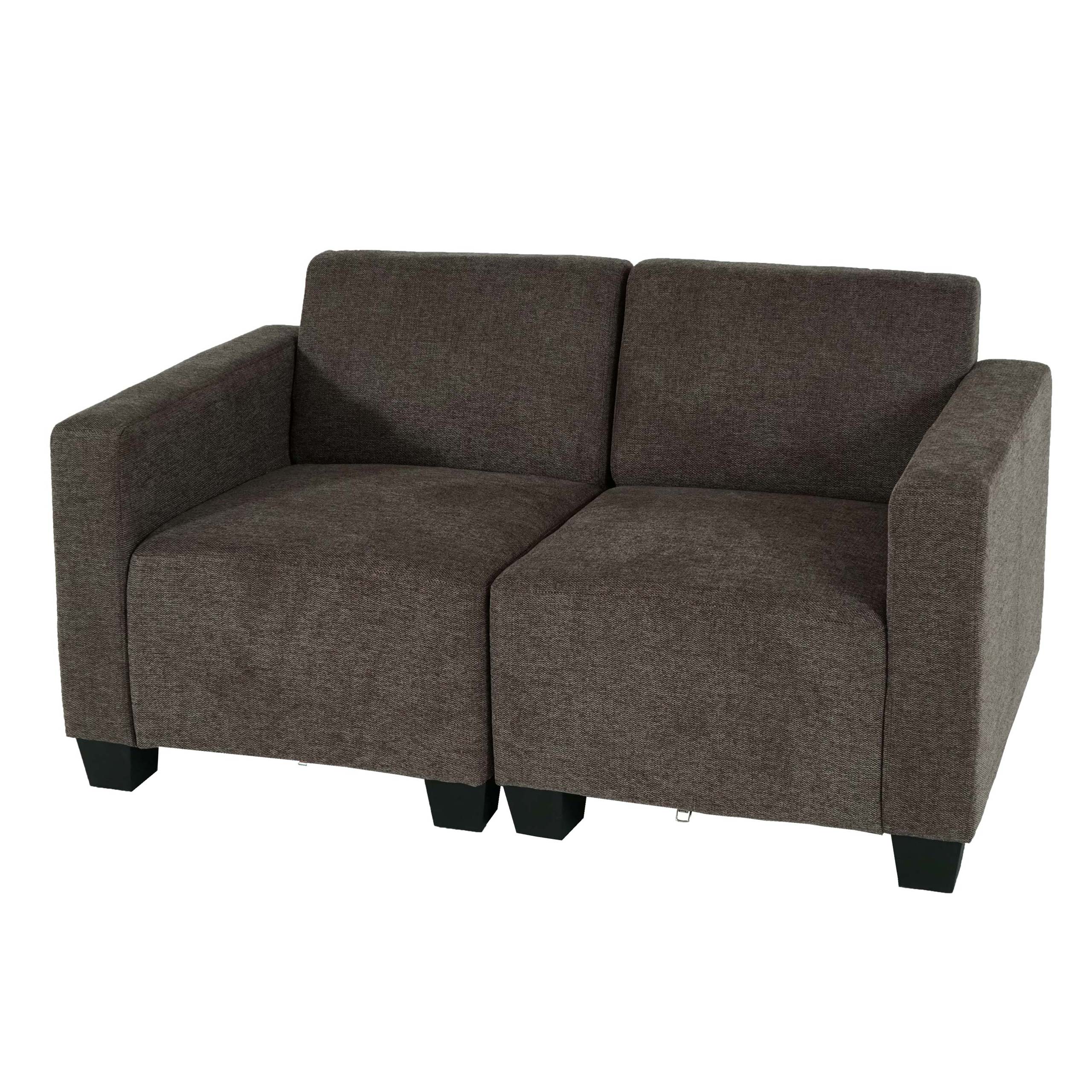 Modular 2-Sitzer Sofa Couch Moncalieri, Stoff/Textil ~ braun 