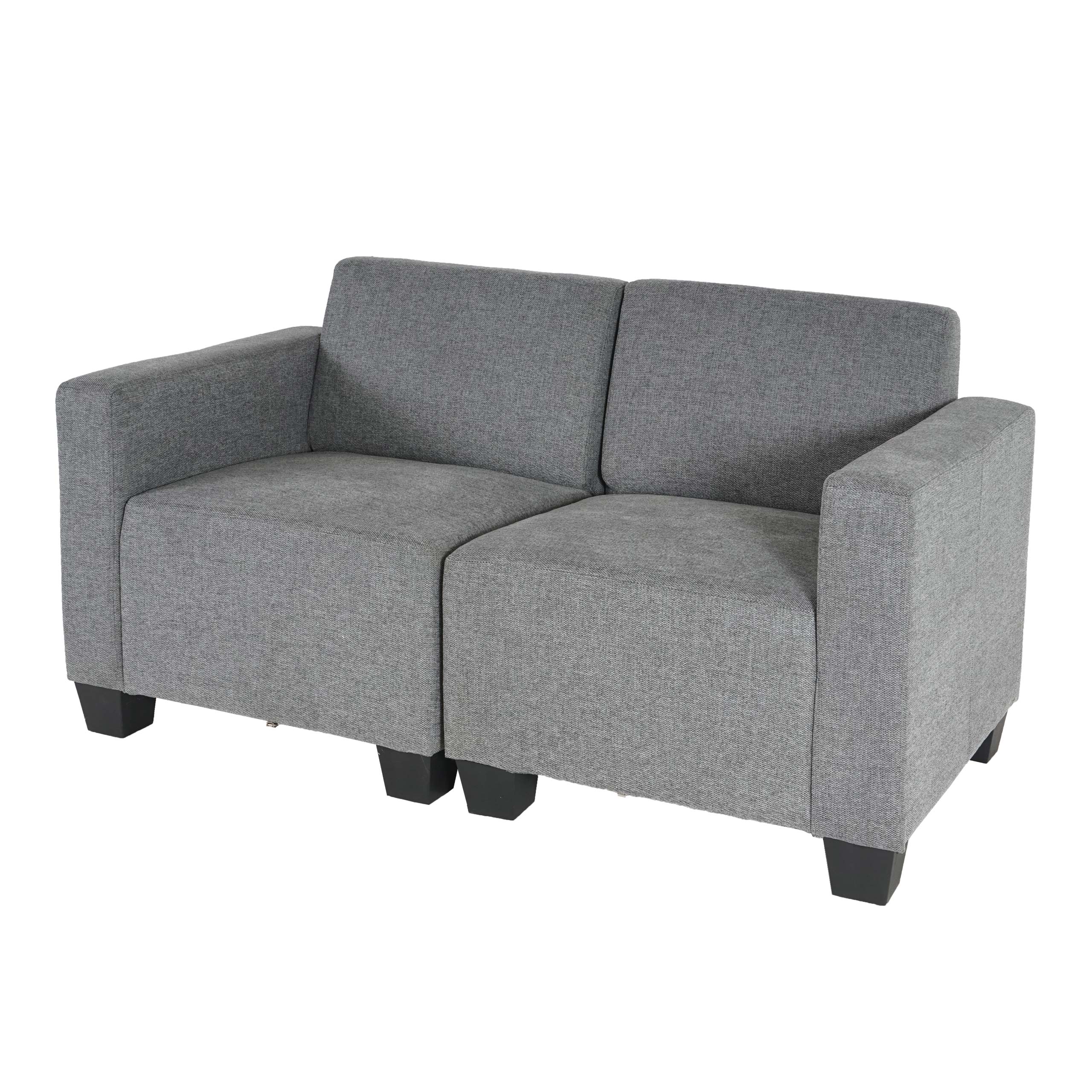 Modular 2-Sitzer Sofa Couch Moncalieri, Stoff/Textil ~ grau 