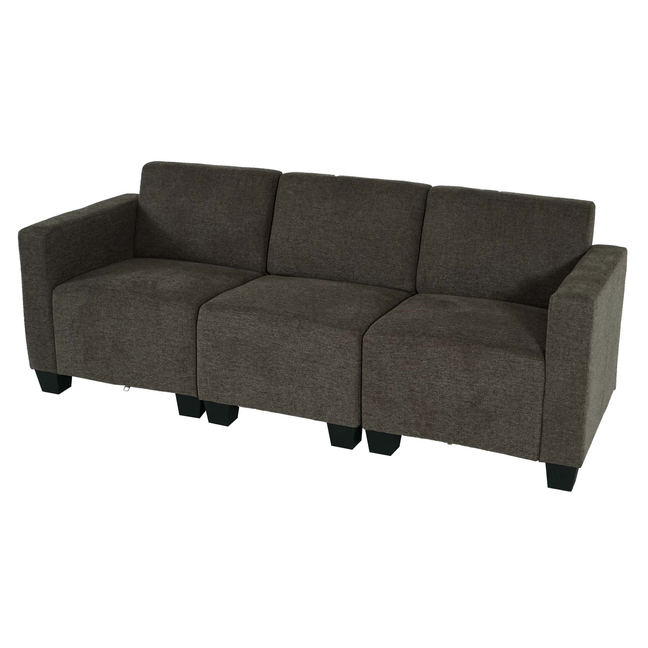 Modular 3-Sitzer Sofa Couch Moncalieri, Stoff/Textil ~ braun 