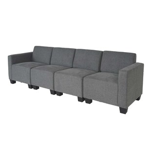 Modular 4-Sitzer Sofa Couch Moncalieri, Stoff/Textil ~ grau 