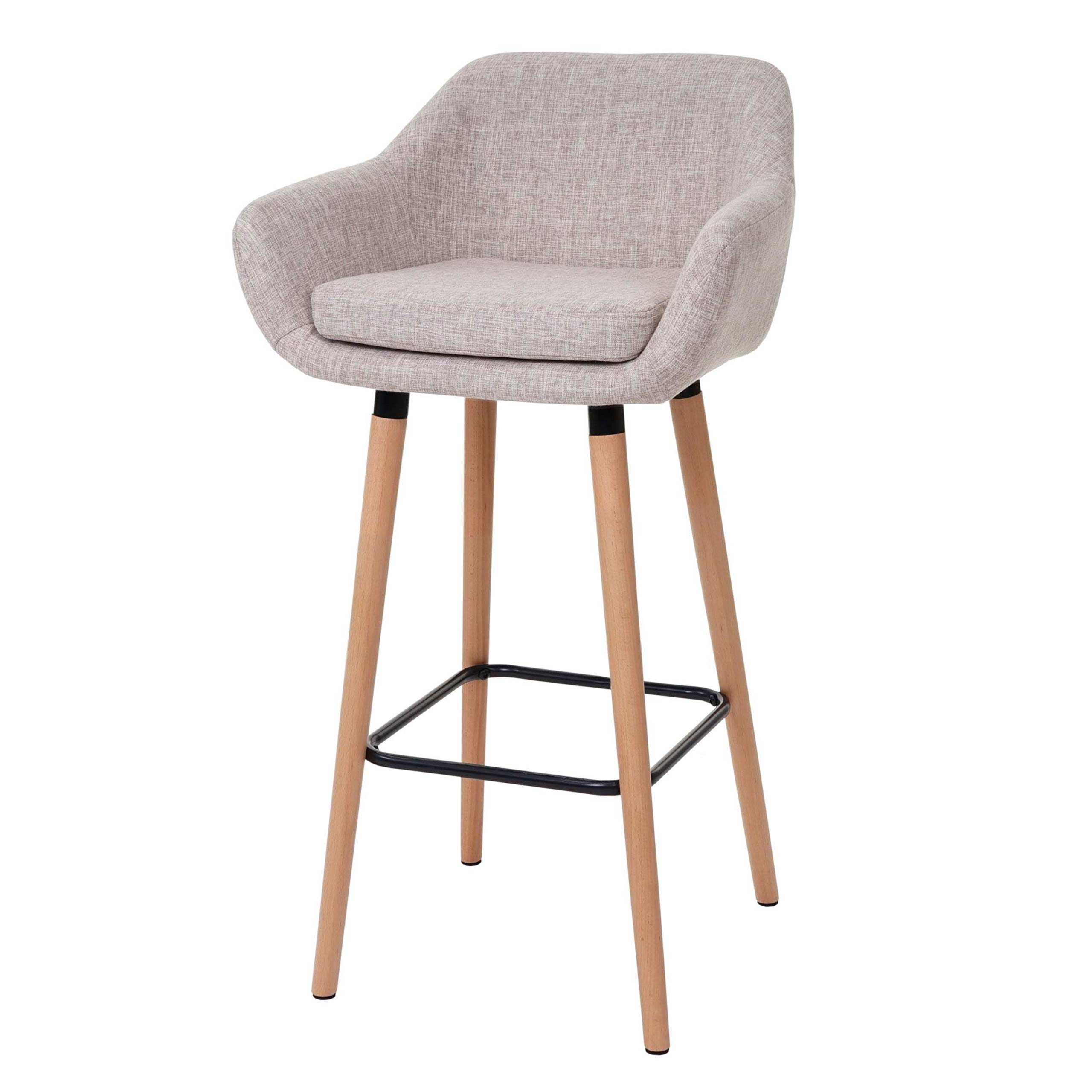 Barhocker Vaasa T381, Barstuhl Tresenhocker MVG-zertifiziert ~ Textil, creme grau 