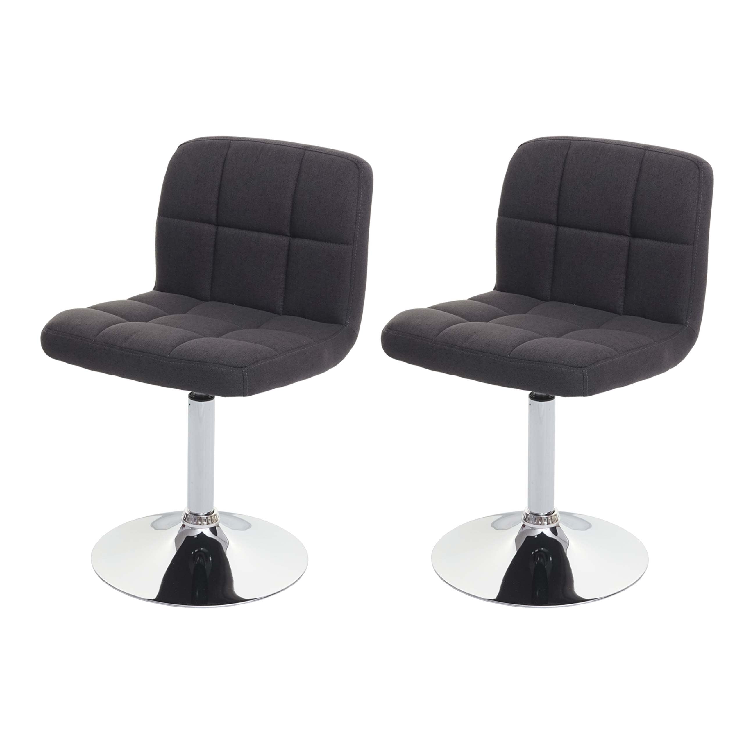 2er-Set Esszimmerstuhl Cadiz, K&uuml;chenstuhl Stuhl, Stoff/Textil Chrom drehbar MVG-zertifiziert ~ dunkelgrau 