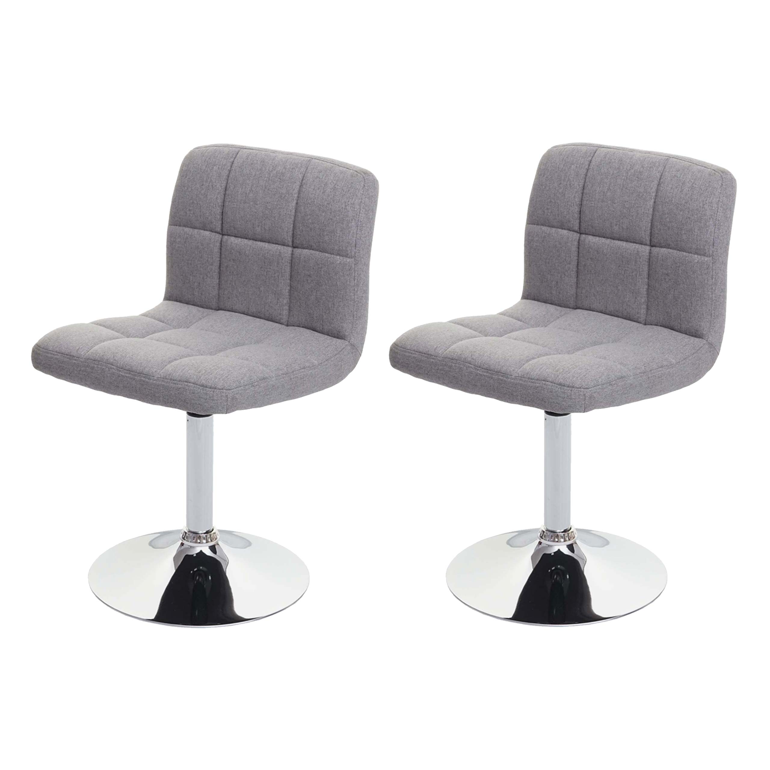 2er-Set Esszimmerstuhl Cadiz, K&uuml;chenstuhl Stuhl, Stoff/Textil Chrom drehbar MVG-zertifiziert ~ hellgrau 