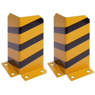 2er-Set Rammschutz MCW-J50, Anfahrschutz Eckschutz, mit Bolzenanker Metall L-Form 40x18cm gelb-schwarz 