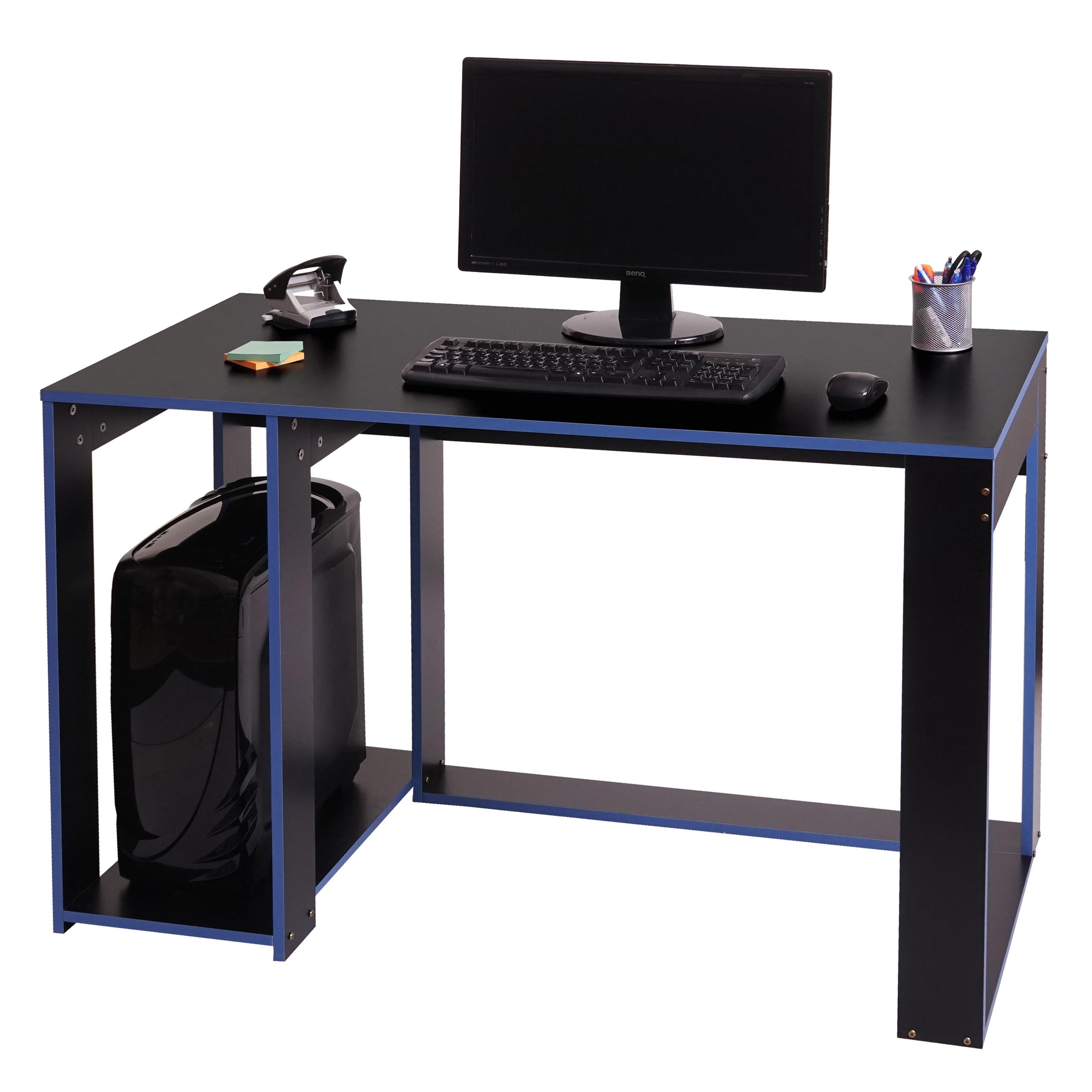 Schreibtisch MCW-J26, Computertisch B&uuml;rotisch, 120x60x76cm ~ schwarz-blau 