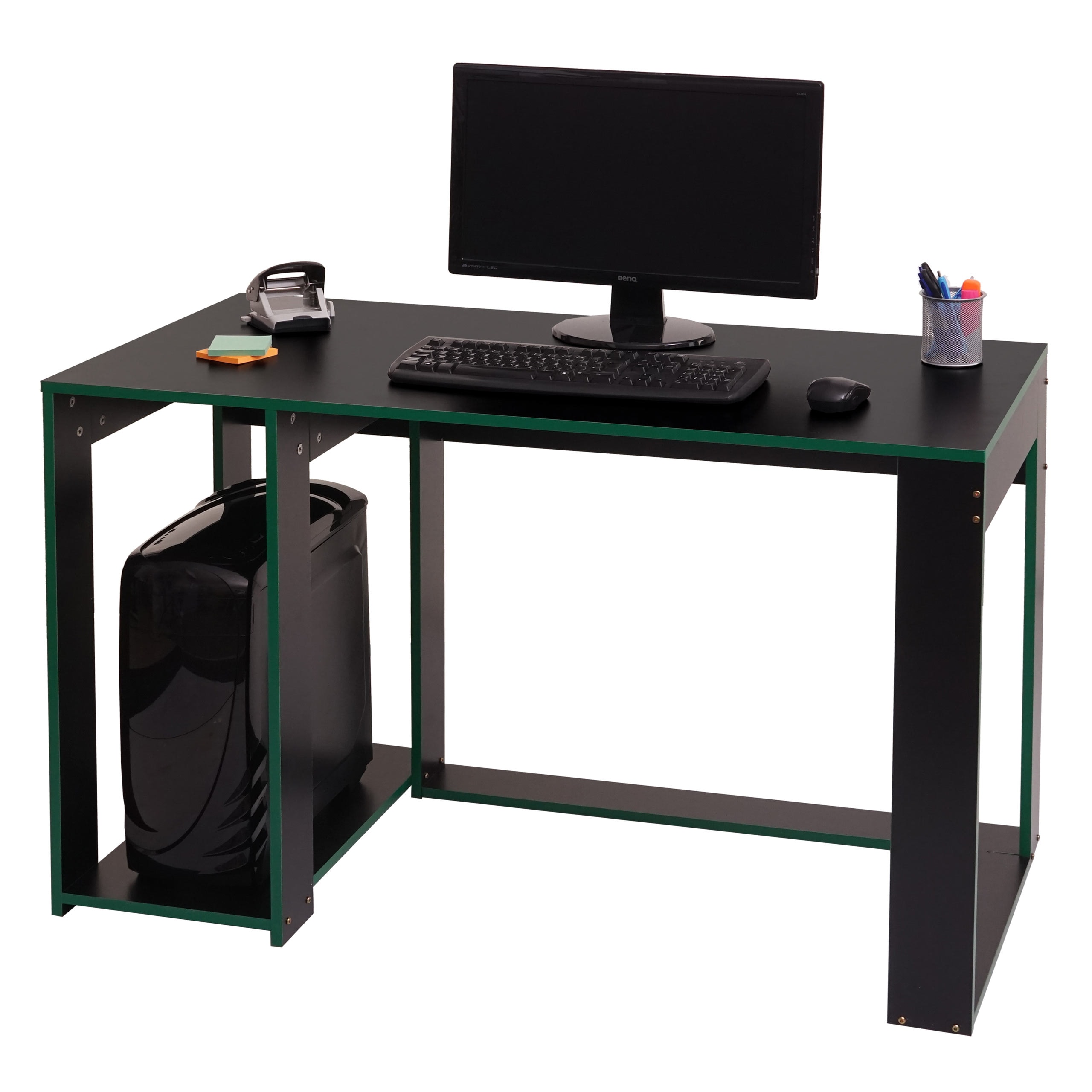 Schreibtisch MCW-J26, Computertisch B&uuml;rotisch, 120x60x76cm ~ schwarz-gr&uuml;n 