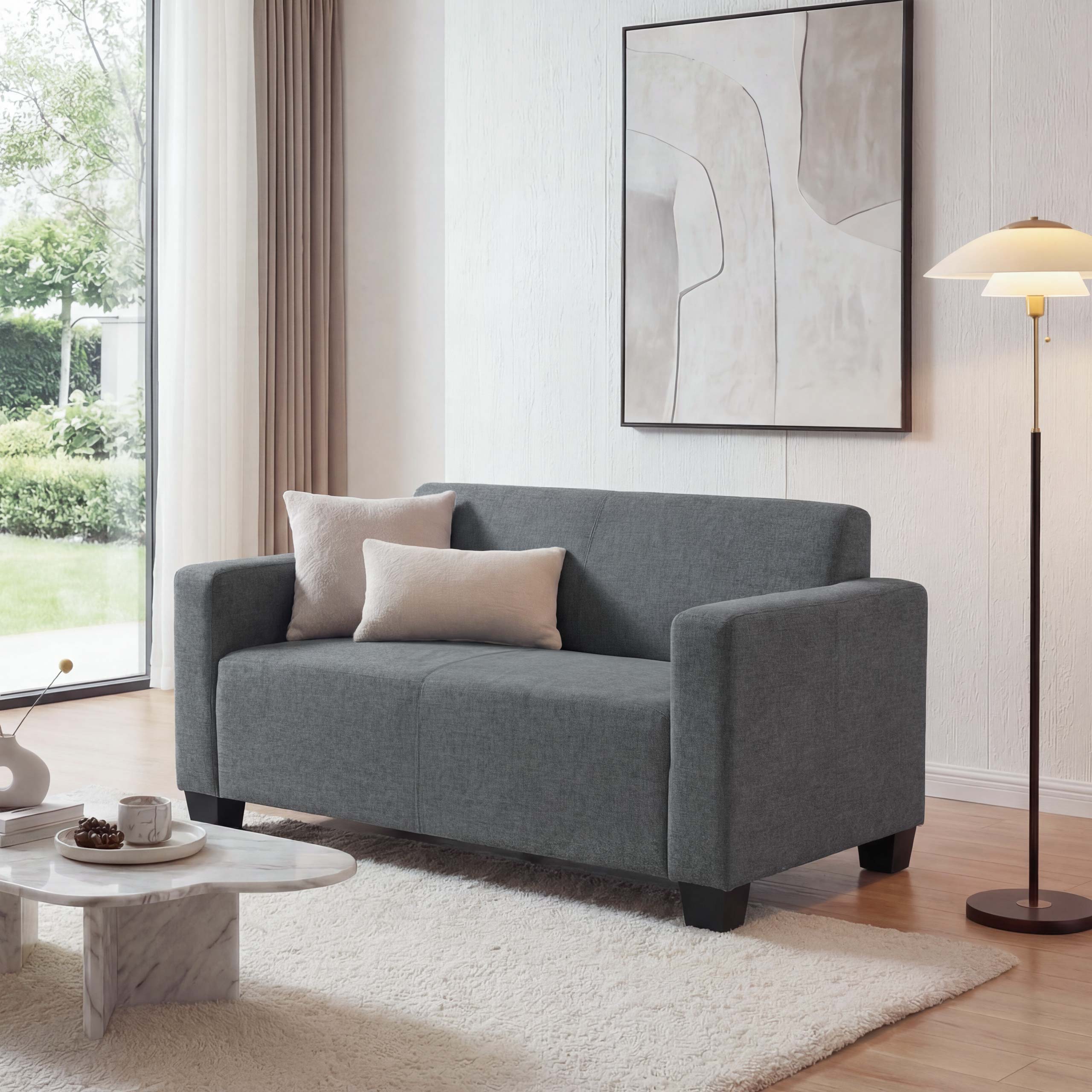 2er Sofa Couch Moncalieri Loungesofa Stoff/Textil ~ grau 