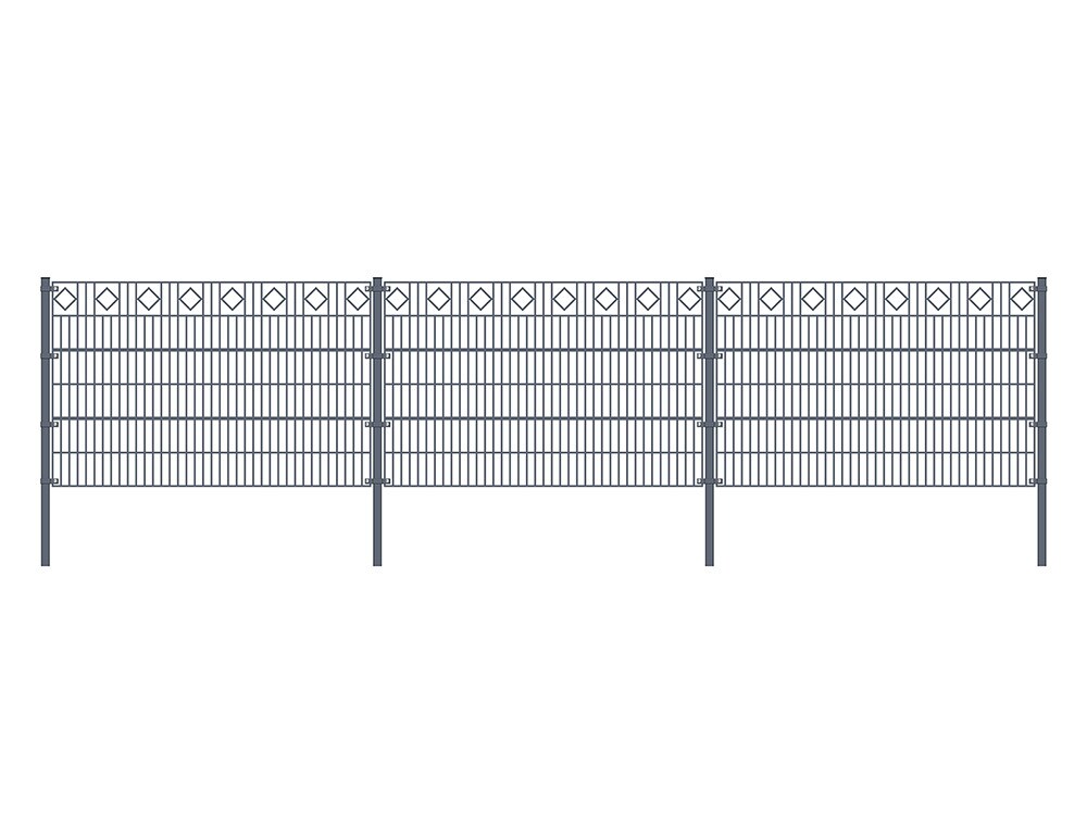 HOME DELUXE Doppelstabmattenzaun anthrazit RAUTE versch. Ausf&uuml;hrungen 