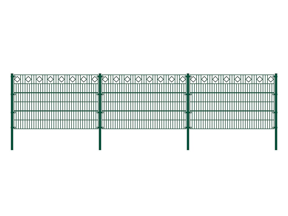 HOME DELUXE Doppelstabmattenzaun gr&uuml;n RAUTE versch. Ausf&uuml;hrungen 