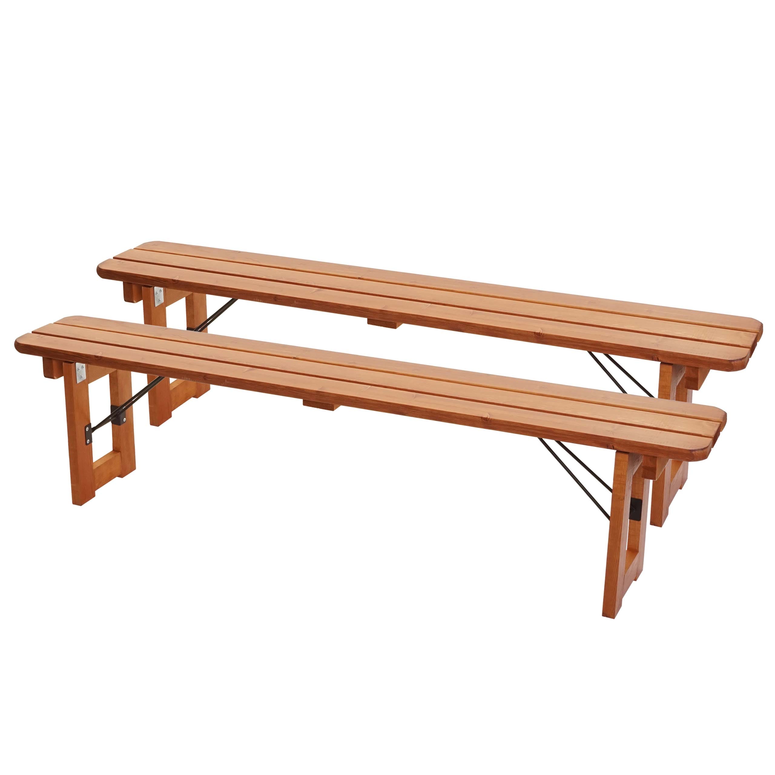 2er-Set Bank MCW-J61, Sitzbank f&uuml;r Biertischgarnitur Bierbank Gartenbank, Gastronomie-Qualit&auml;t, klappbar Holz lackiert, 180cm 