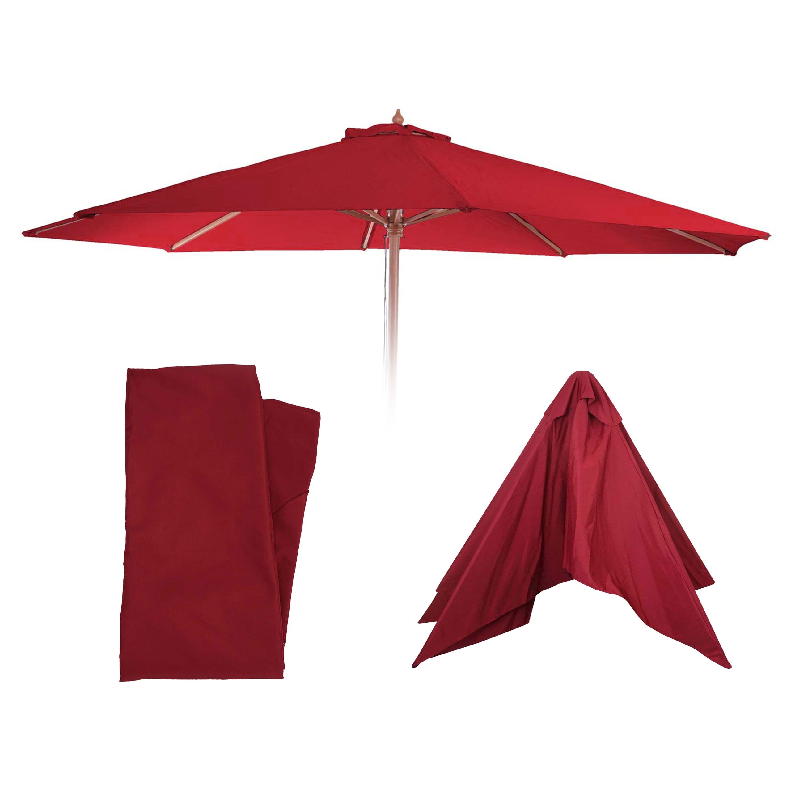 Ersatz-Bezug f&uuml;r Sonnenschirm Lissabon, Sonnenschirmbezug Ersatzbezug, &Oslash; 3,5m Polyester 8 Streben ~ bordeaux 