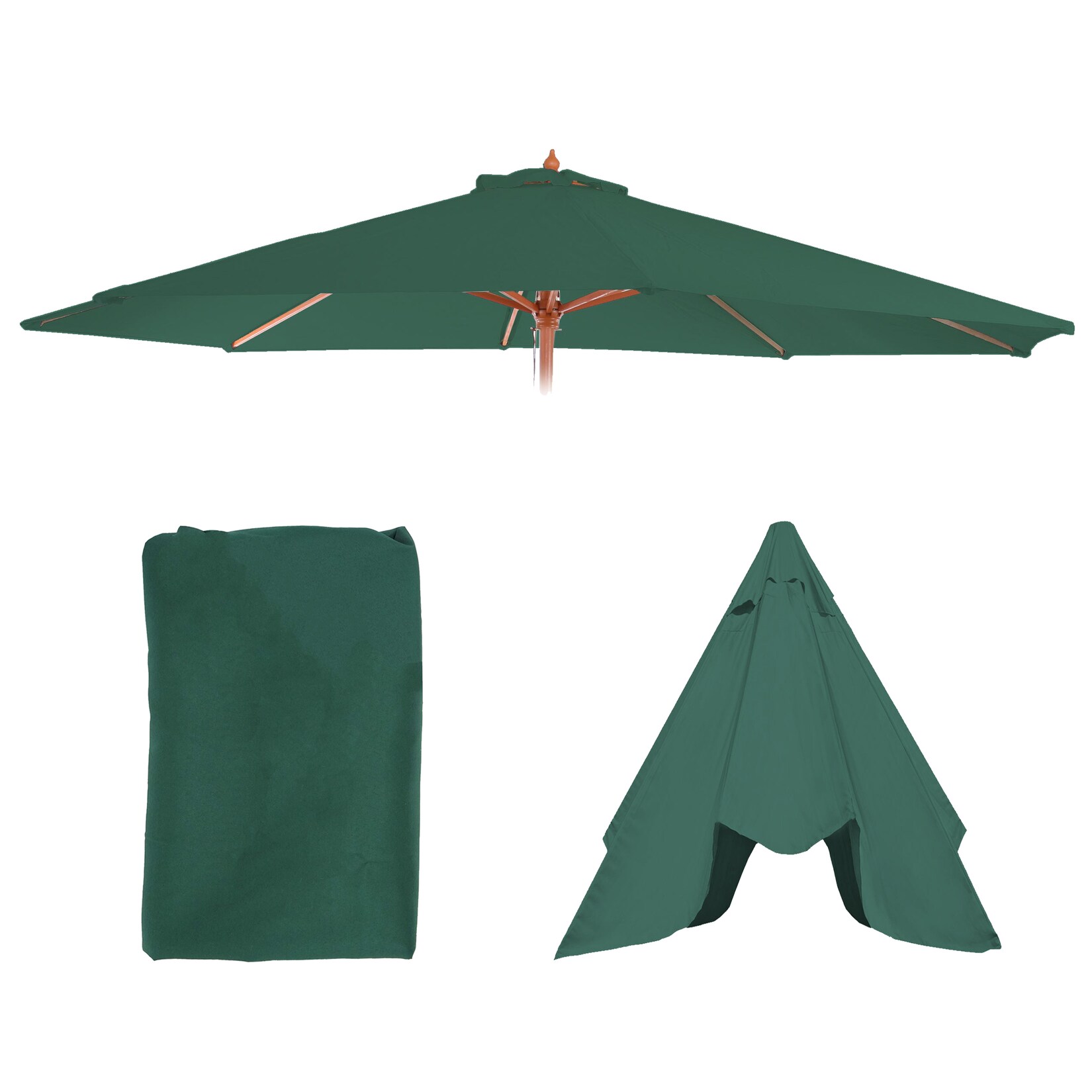 Ersatz-Bezug für Sonnenschirm Lissabon, Sonnenschirmbezug Ersatzbezug, Ø 3,5m Polyester 8 Streben ~ grün