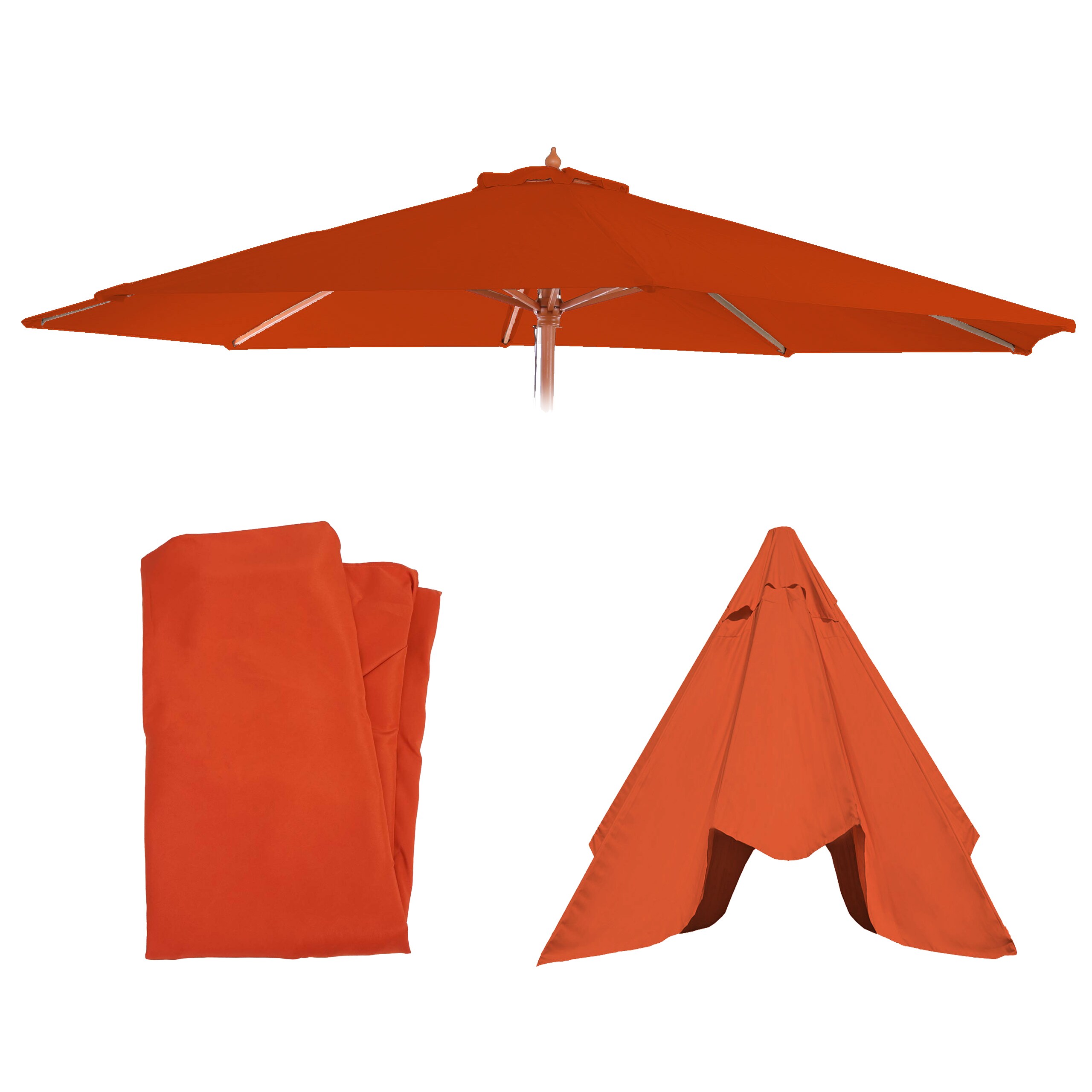 Ersatz-Bezug f&uuml;r Sonnenschirm Lissabon, Sonnenschirmbezug Ersatzbezug, &Oslash; 3,5m Polyester 8 Streben ~ terracotta 