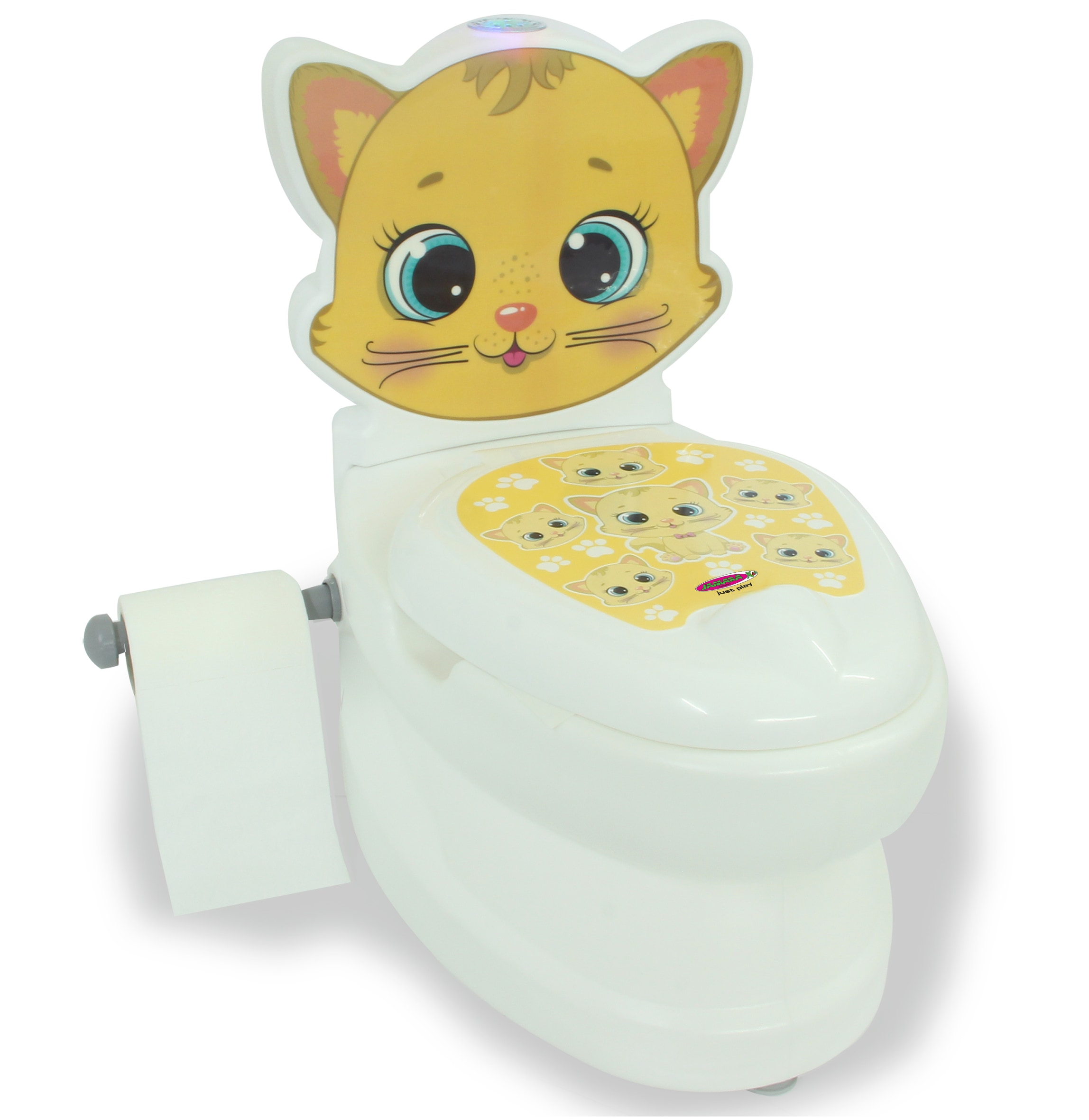 Meine kleine Toilette Katze mit Sp&uuml;lsound und Toilettenpapierhalter 