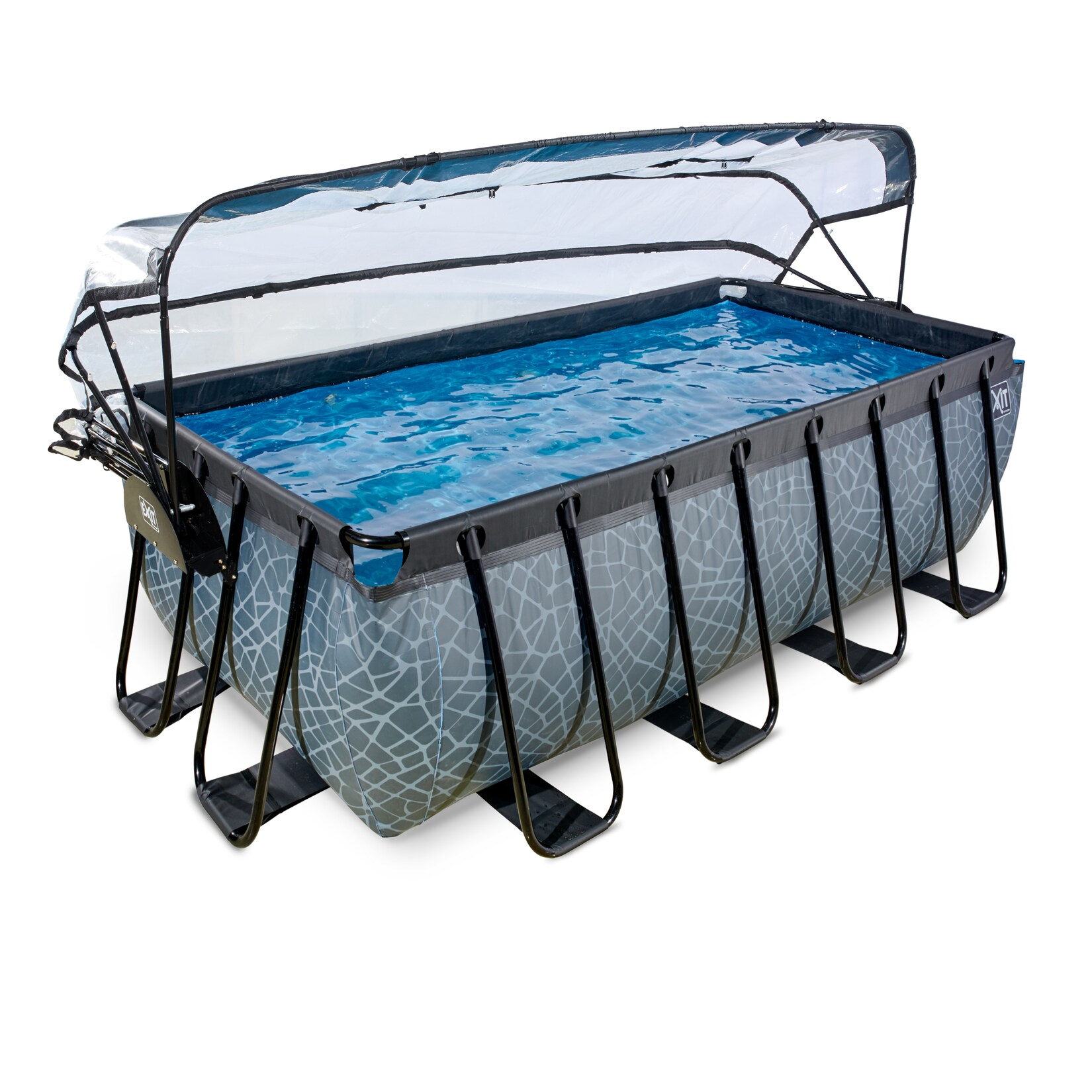 Stone Aufstellpool 400x200x122cm mit Sandfilterpumpe und Abdeckung und Wärmepumpe, versch. Ausführungen