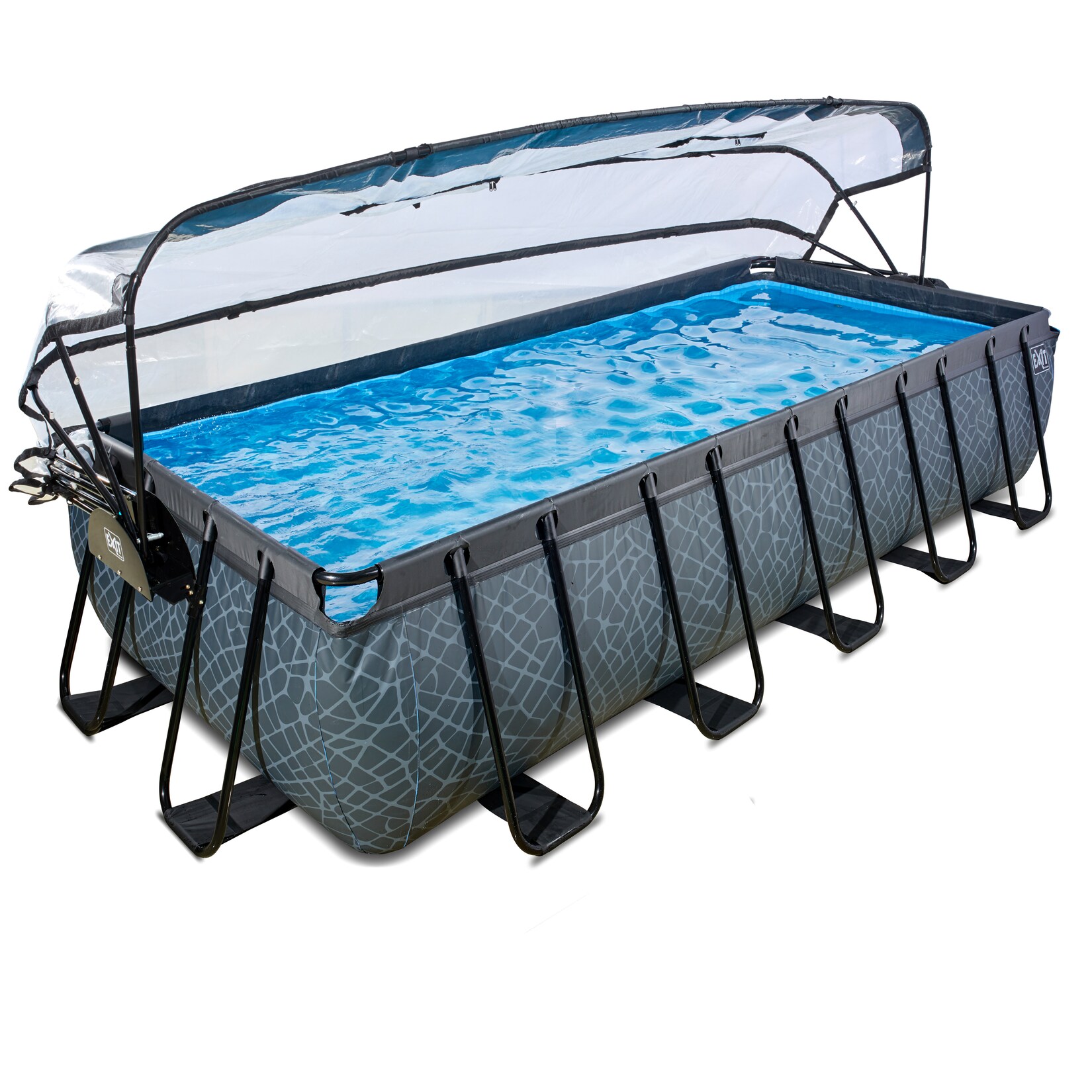 Stone Pool 540x250x100cm mit Sandfilterpumpe, Abdeckung und Wärmepumpe, versch. Ausführungen