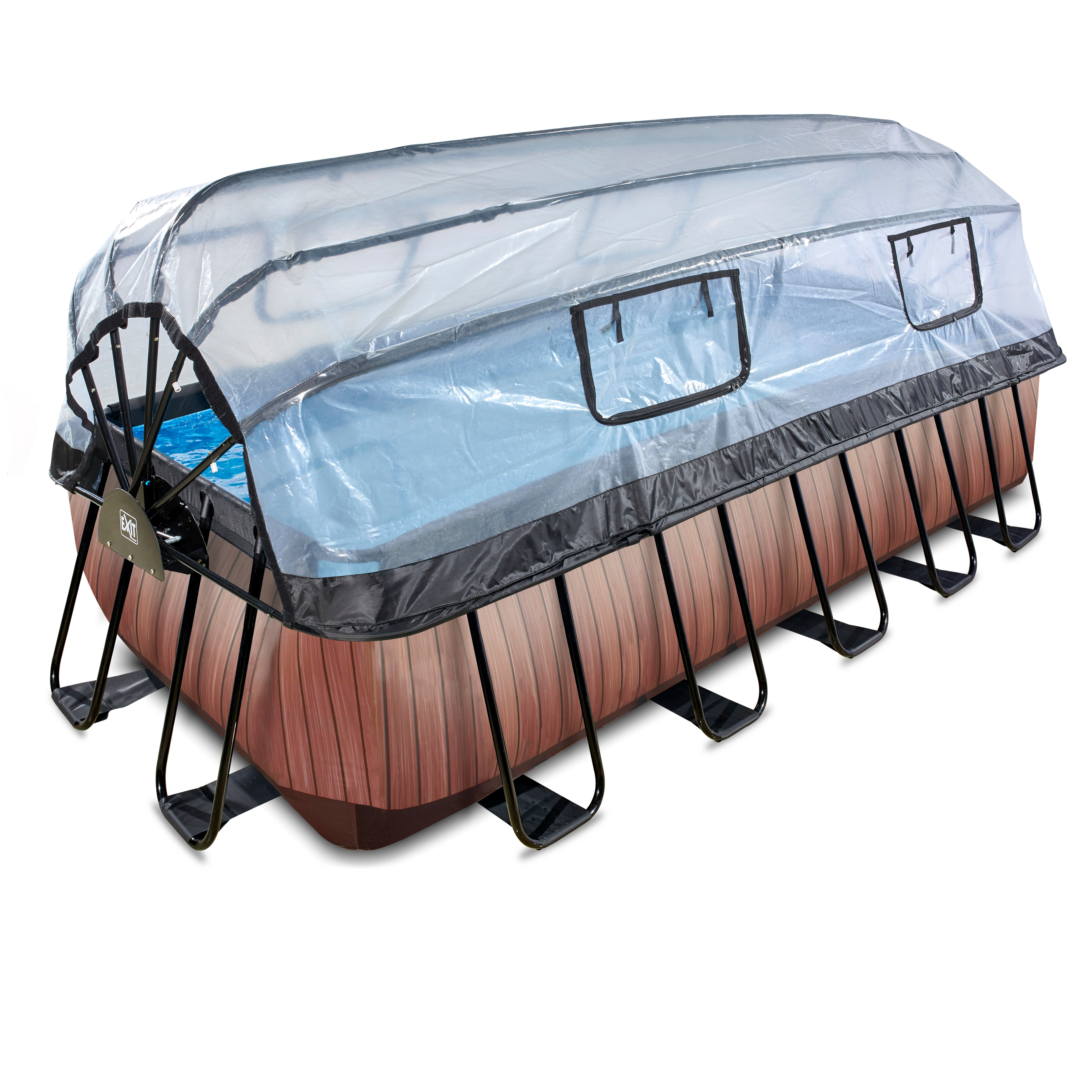 EXIT Frame Pool 540x250x122cm mit Sandfilterpumpe und Abdeckung und W&auml;rmepumpe, versch. Ausf&uuml;hrungen 
