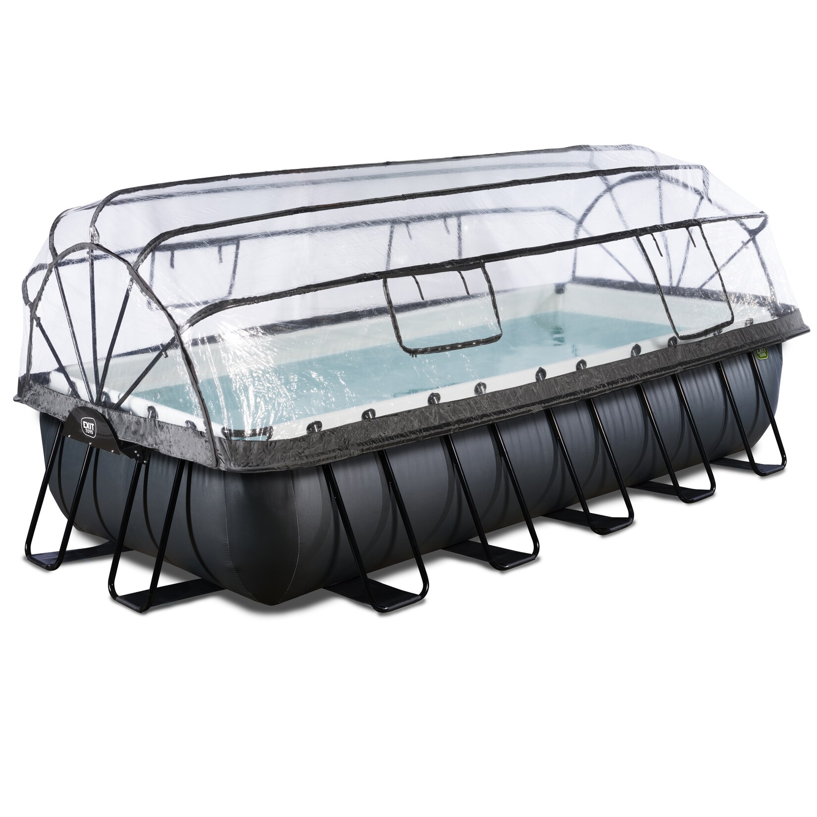 Black Leather Pool mit Sandfilterpumpe, Abdeckung und Wärmepumpe, versch Ausführungen