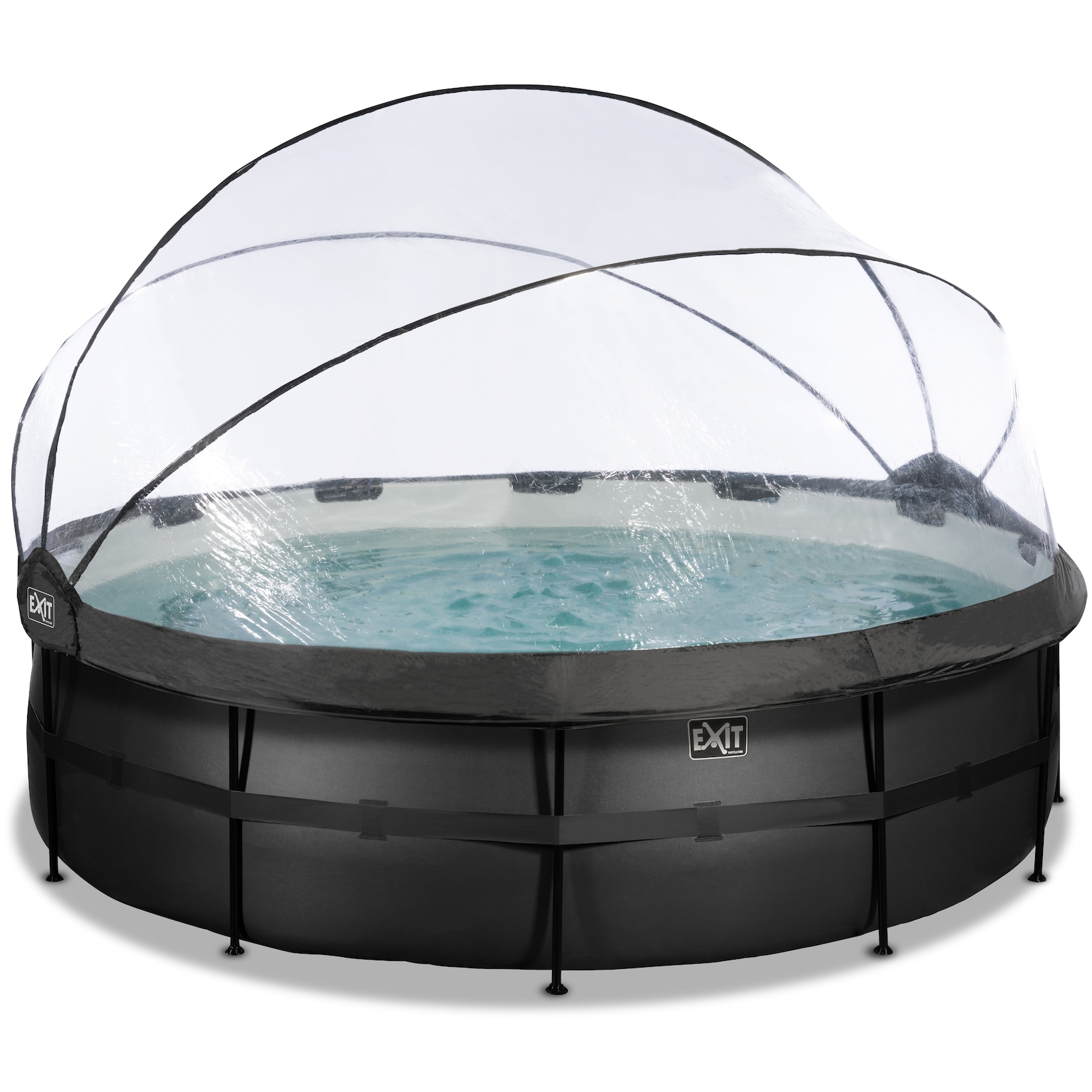 EXIT Frame Pool ø488x122cm mit Sandfilterpumpe, Abdeckung + Wärmepumpe versch. Ausführungen