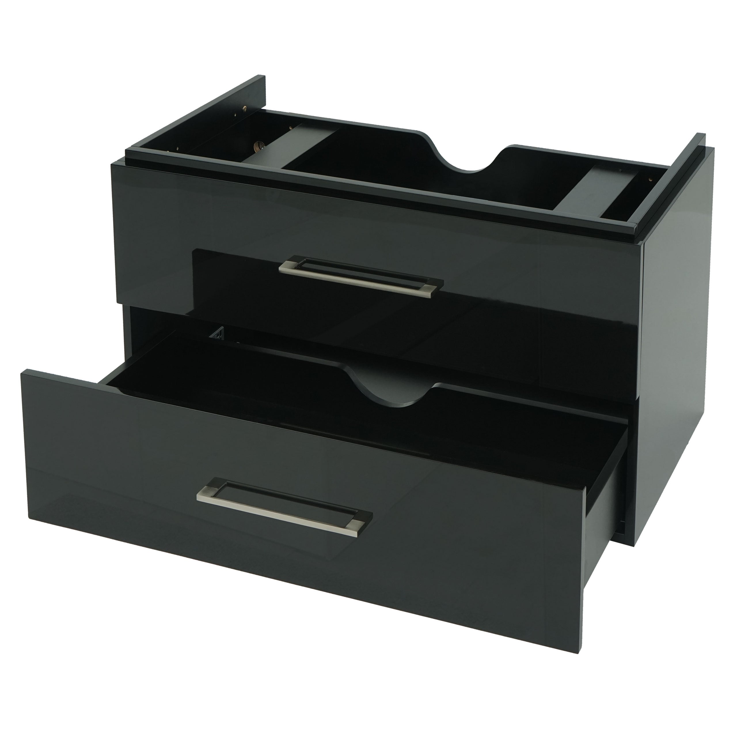 Premium Waschbeckenunterschrank MCW-D16, Waschtischunterschrank Waschtisch Badm&ouml;bel, hochglanz 90cm ~ schwarz 