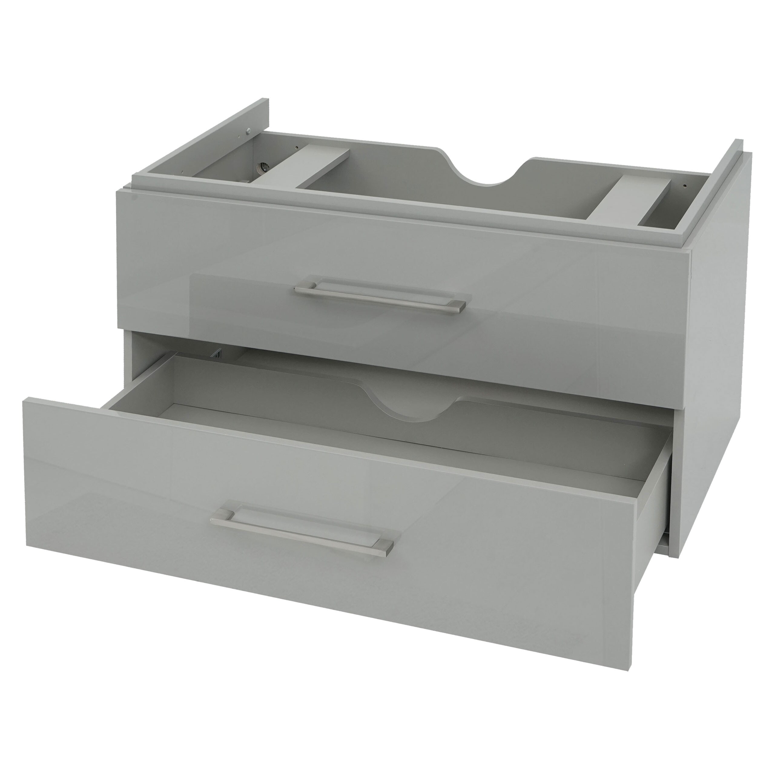 Premium Waschbeckenunterschrank MCW-D16, Waschtischunterschrank Waschtisch Badm&ouml;bel, hochglanz 90cm ~ grau 