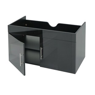 Waschbeckenunterschrank MCW-D16, Waschtischunterschrank Waschtisch Unterschrank Badmöbel, MVG hochglanz 90cm ~ schwarz 