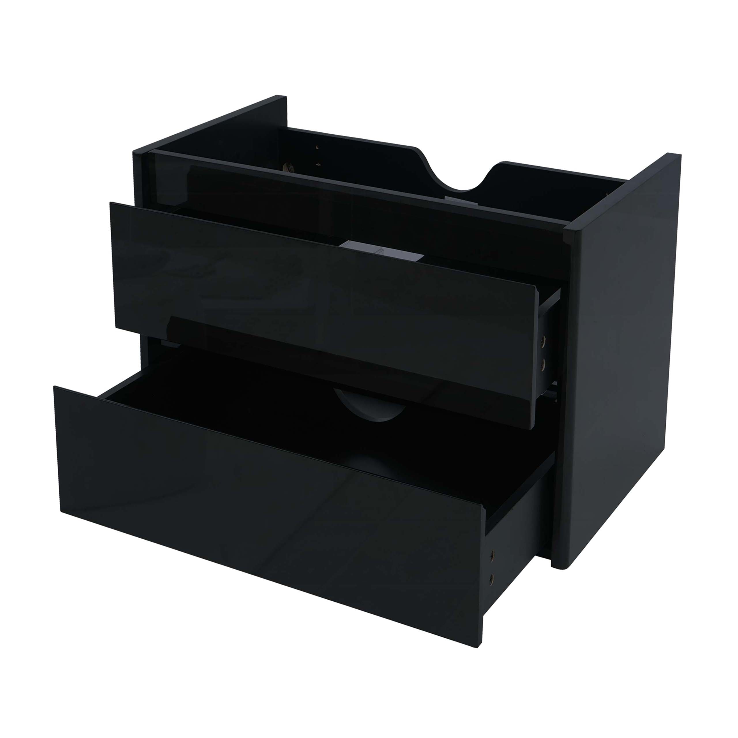 Waschbeckenunterschrank MCW-B19, Waschtischunterschrank Waschtisch Badezimmer, hochglanz Soft-Close 50x60cm ~ schwarz 
