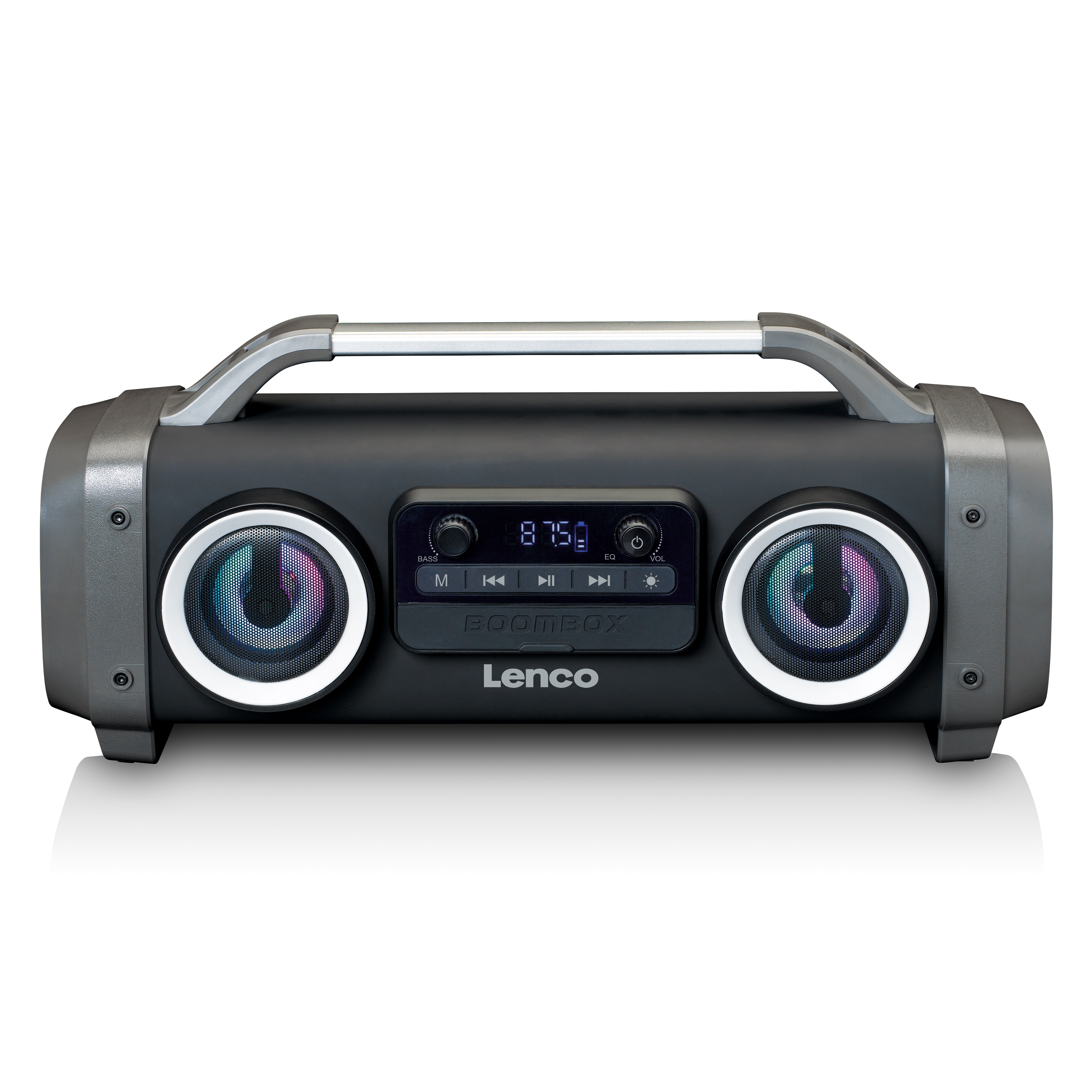 Lenco SPR-100BK - Spritzwasserfester Bluetooth-Lautsprecher UKW Radio USB und SD mit Lichteffekten - Schwarz 