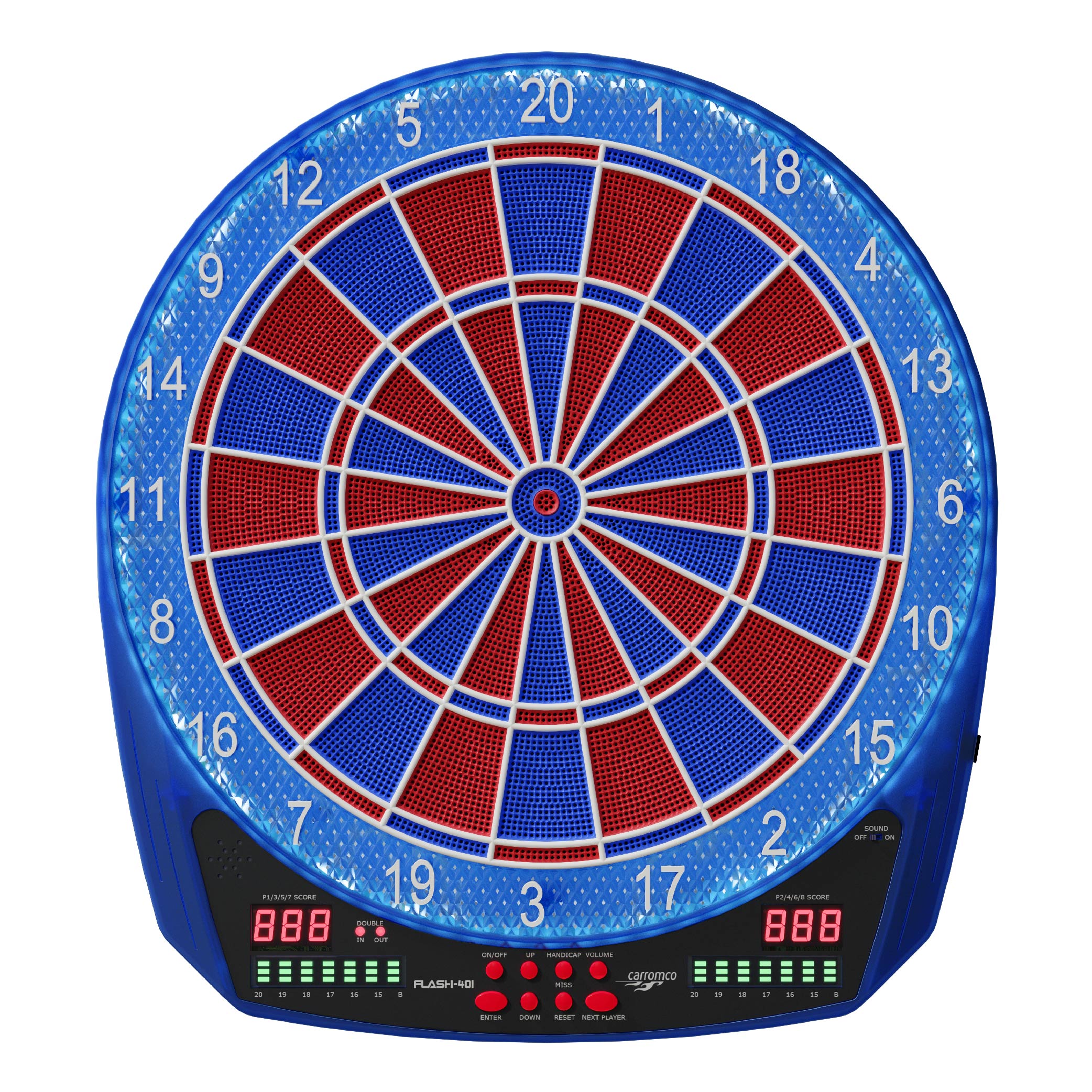 Carromco Elektronik Dartboard Flash-401, mit Adapter, 2-Loch Abstand 